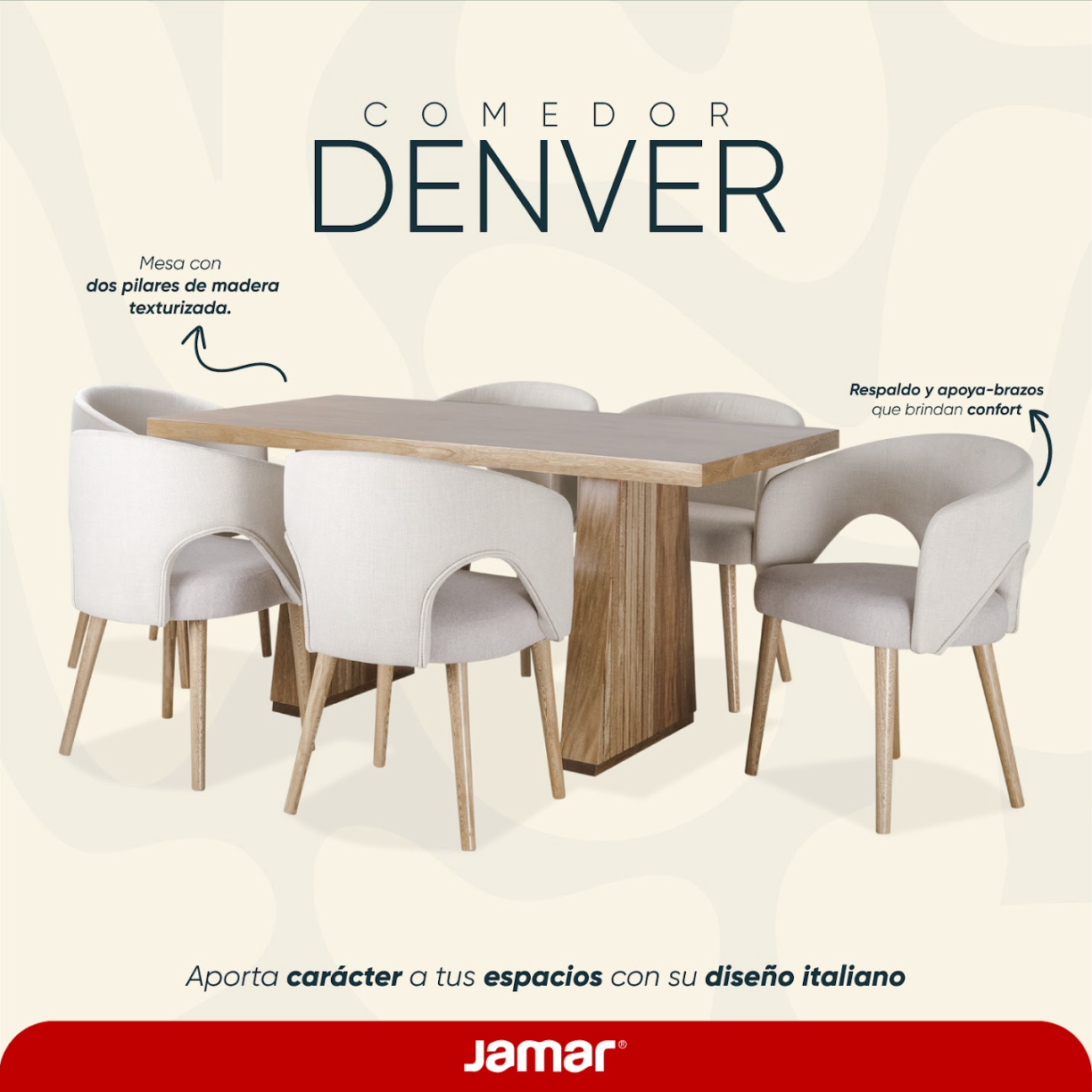 Comedor 6 Puestos Denver Arena, Natural