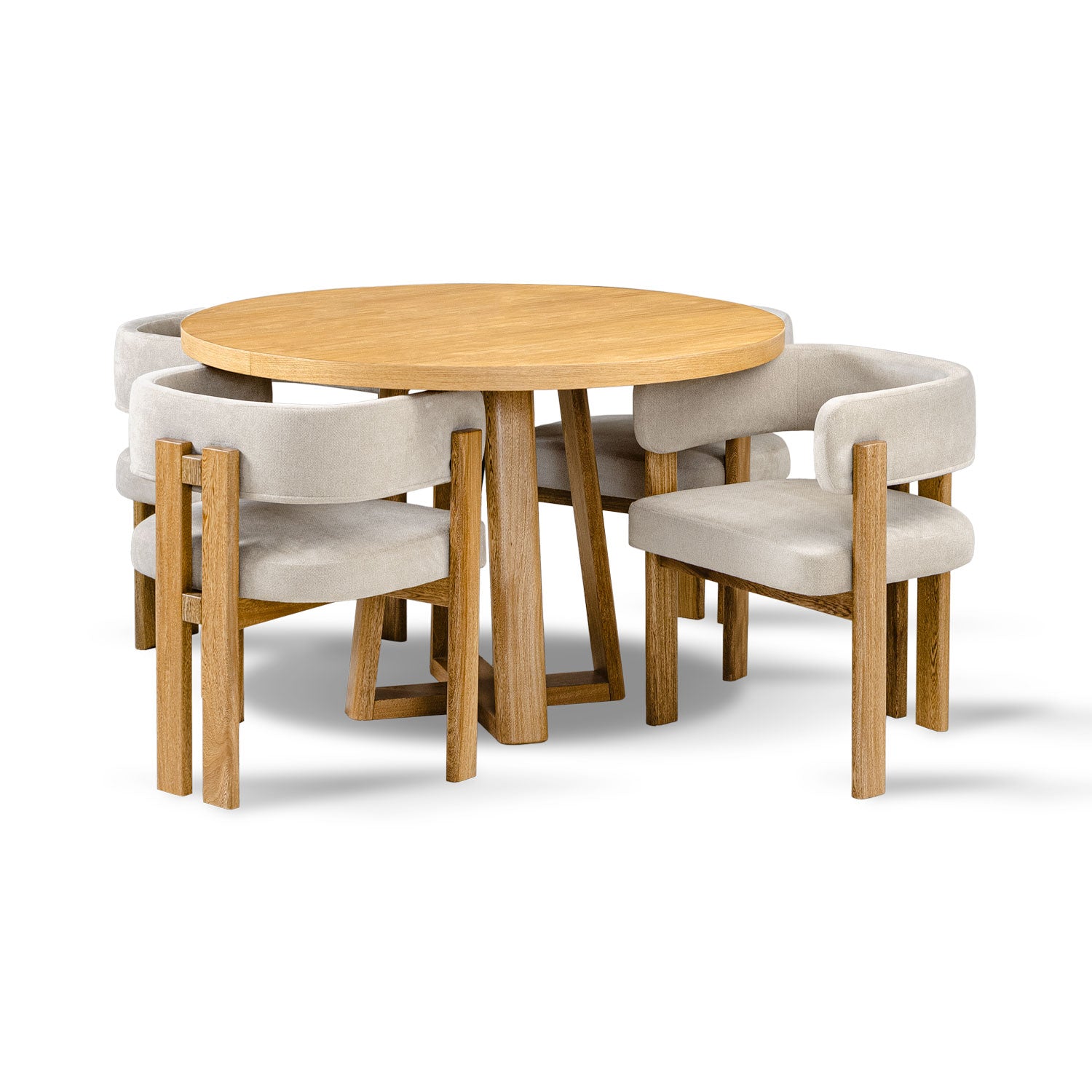 Comedor 4 Puestos Sabina Microfibra Impetu Beige, Natural