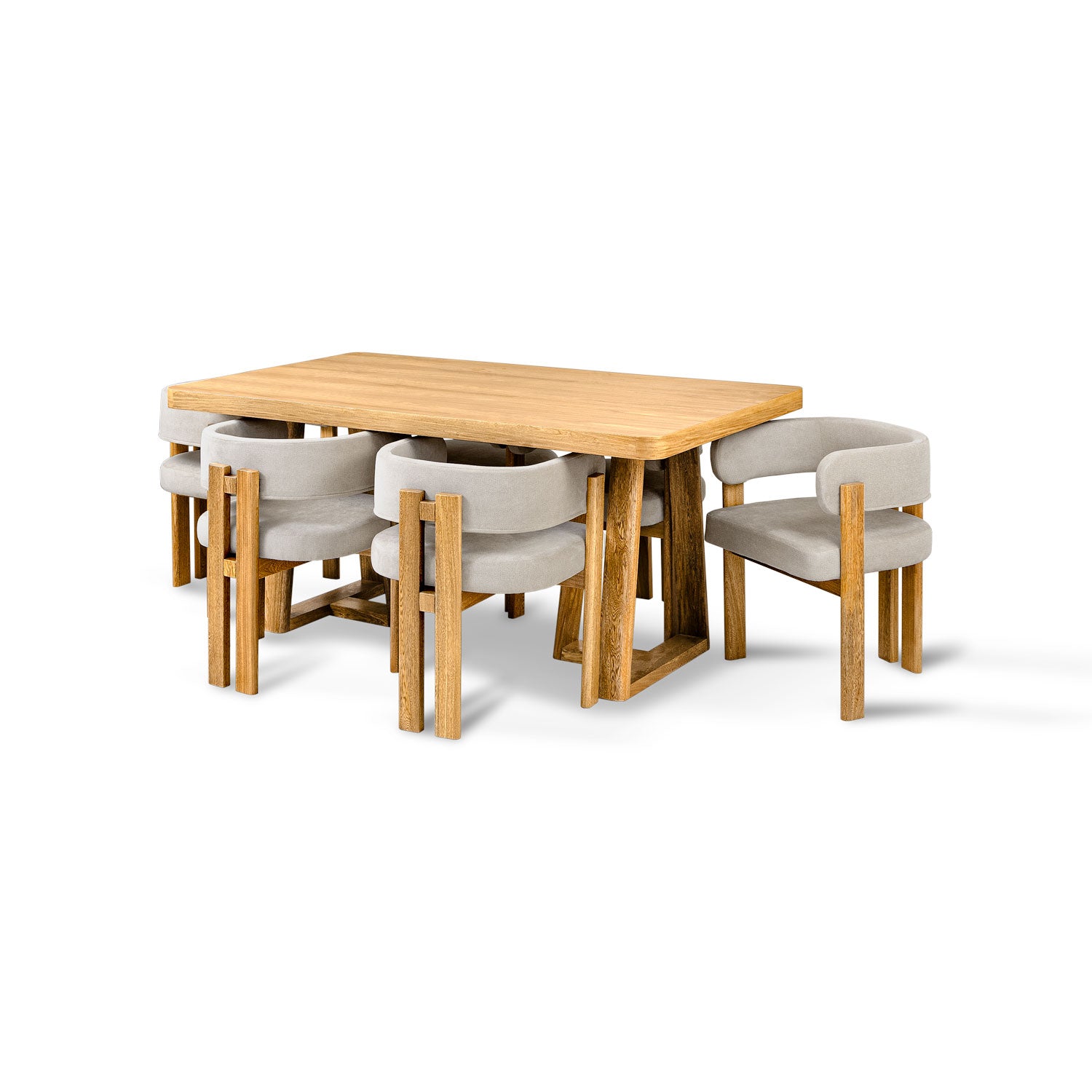 Comedor 6 Puestos Sabina Microfibra Impetu Beige, Natural