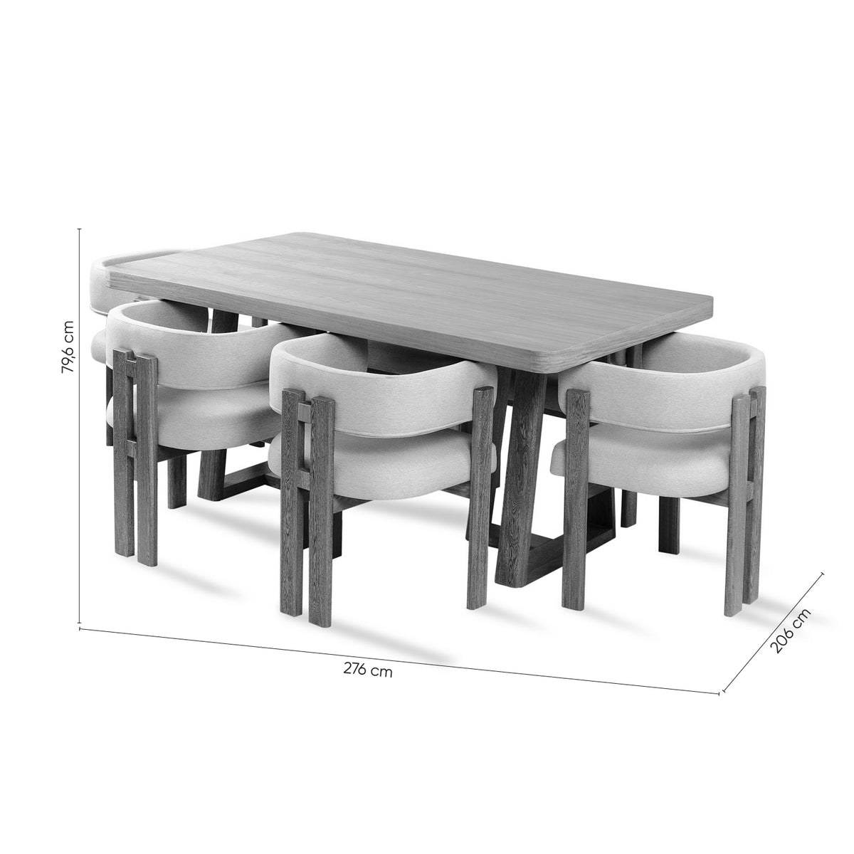Comedor 6 Puestos Sabina Microfibra Impetu Beige, Natural