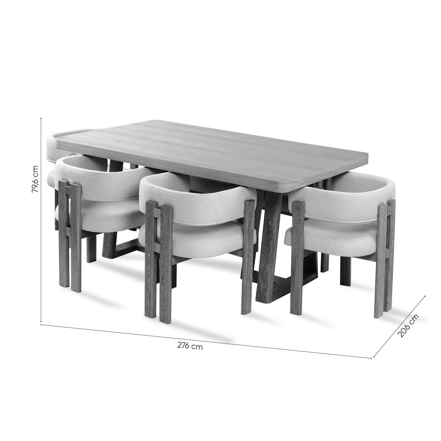 Comedor 6 Puestos Sabina Microfibra Impetu Beige, Natural