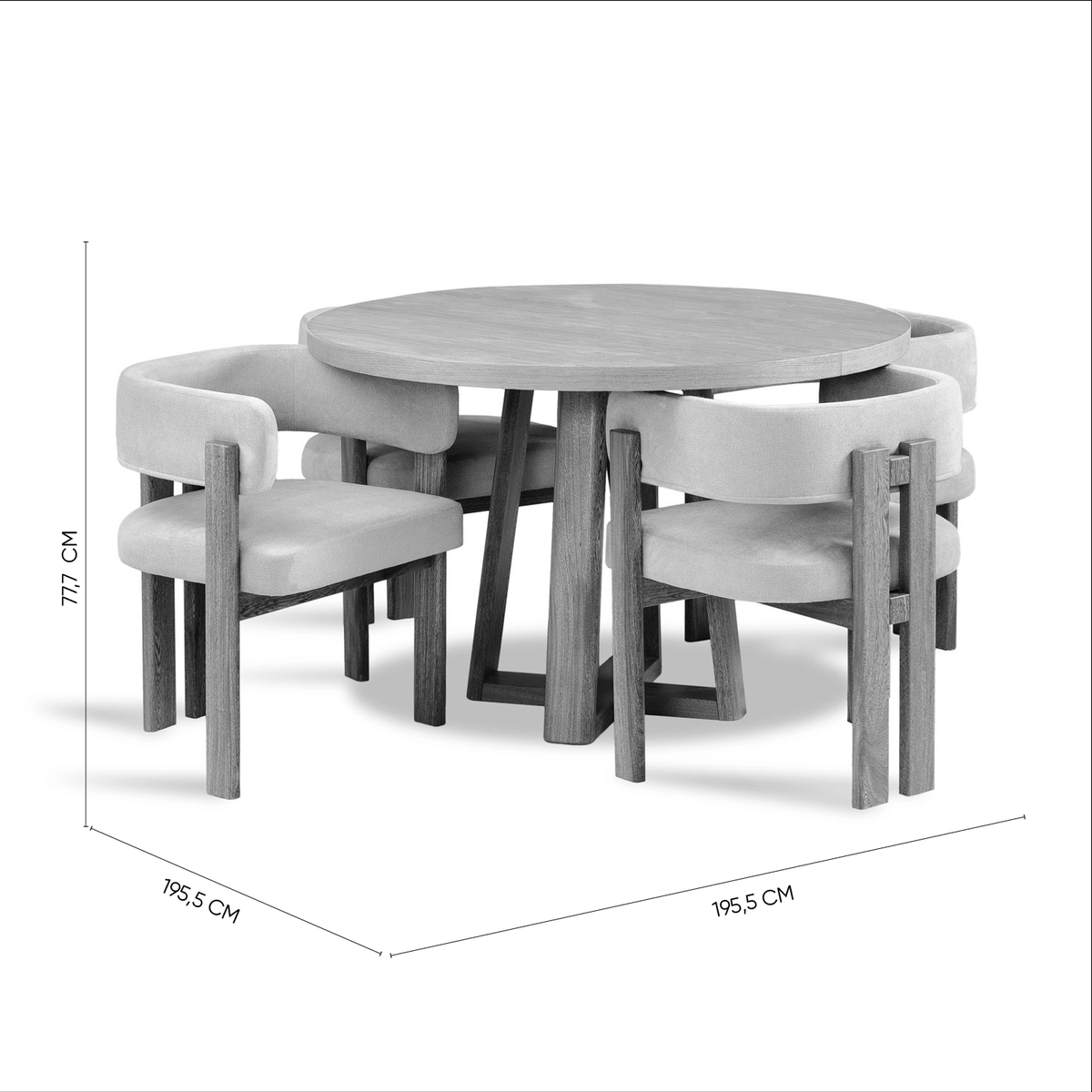 Comedor 4 Puestos Sabina Microfibra Impetu Beige, Natural
