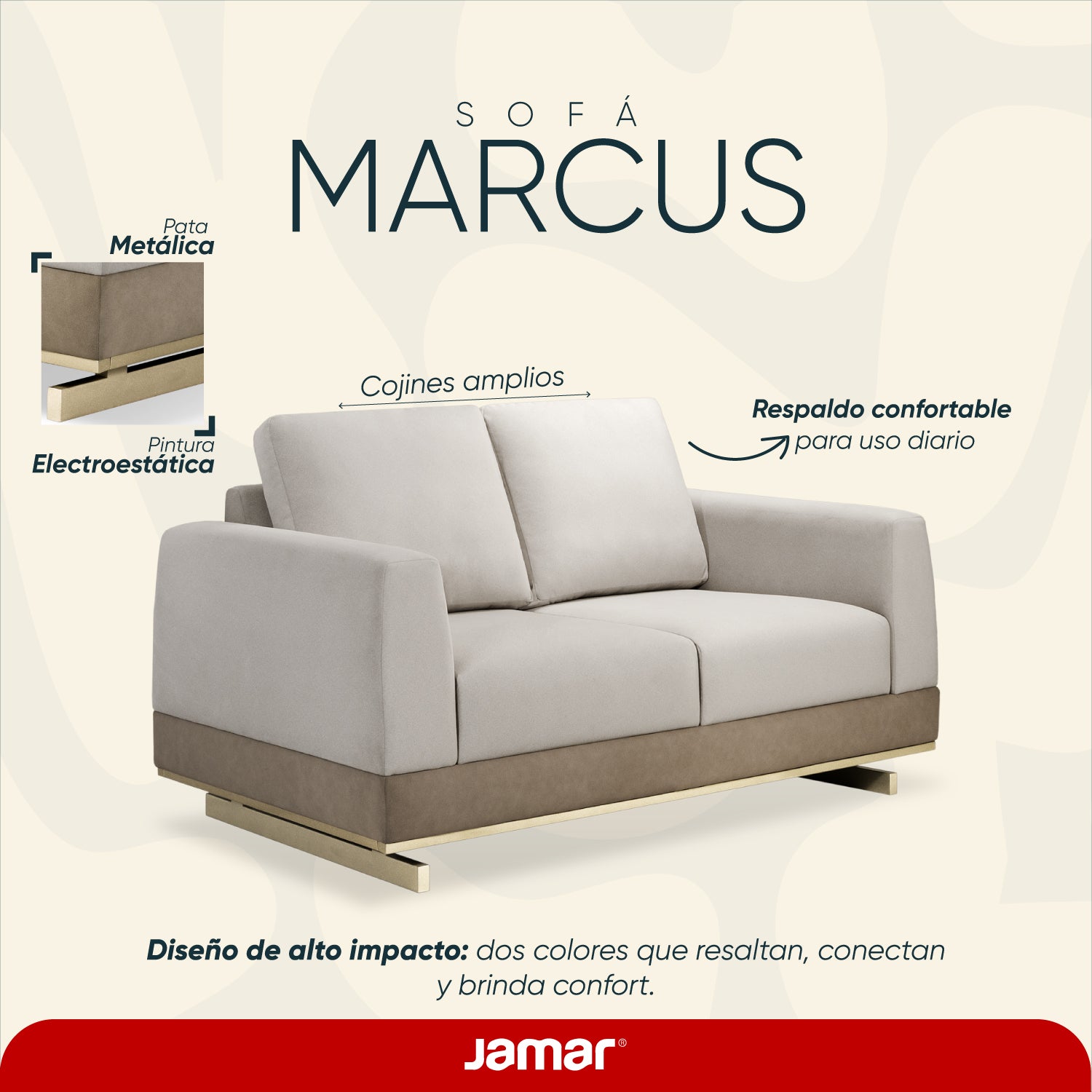 Sofá 2 Puestos Marcus Velvet Siena Avellana, Champaña