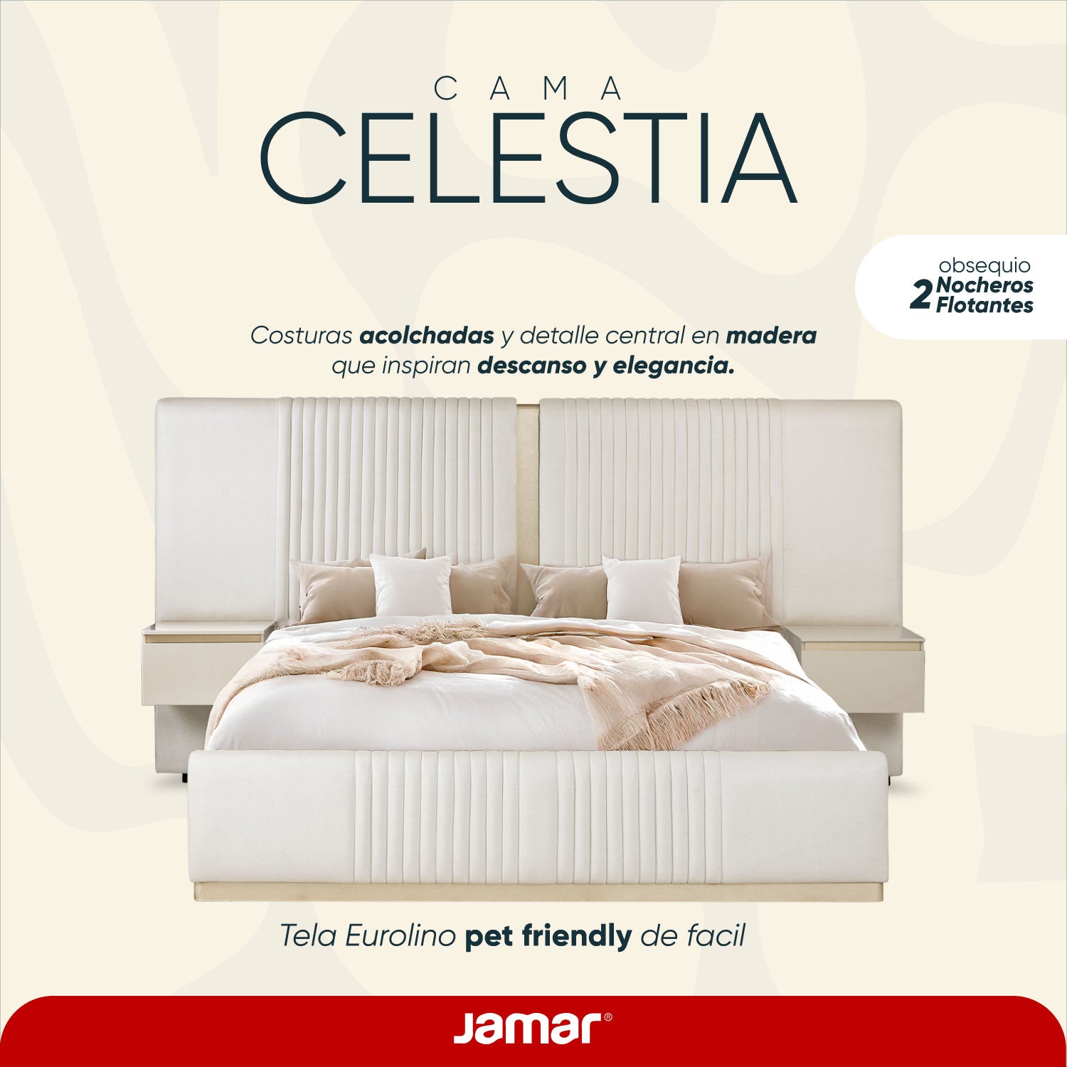 Juego de Alcoba Doble Celestia Eurolino Perla, Champaña