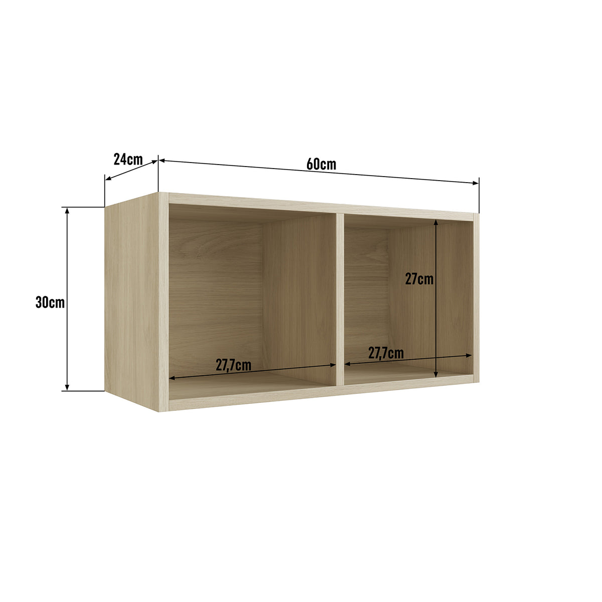 Repisa Kandy  Natural Cubo Doble 60X30X24