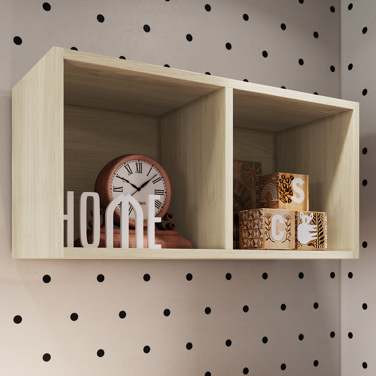 Repisa Kandy  Natural Cubo Doble 60X30X24