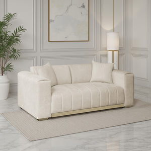 Sofá 2 Puestos Savana Chenille Dash Beige, Champaña