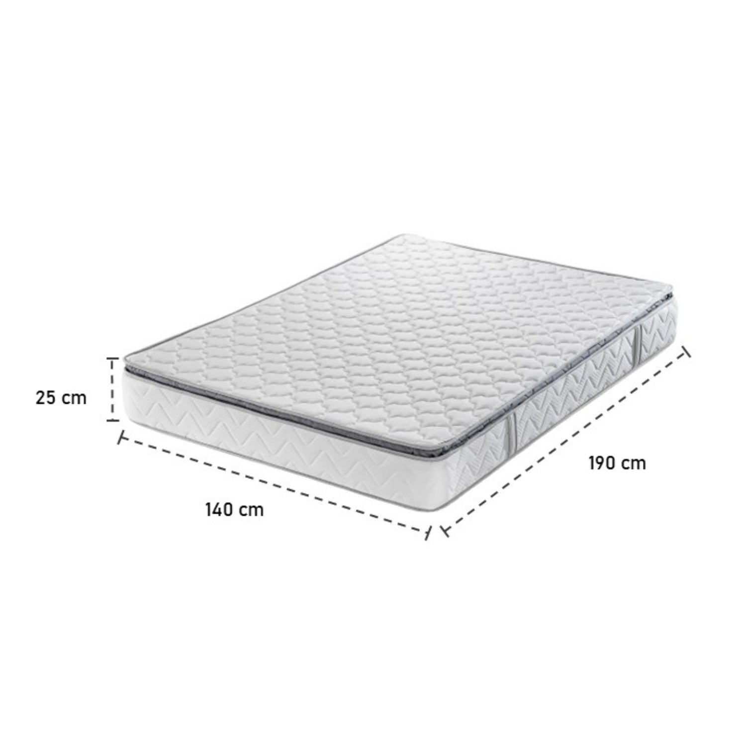 Combo Cama Doble Tokio Gris, Natural + Colchón Valencia Pillow Top