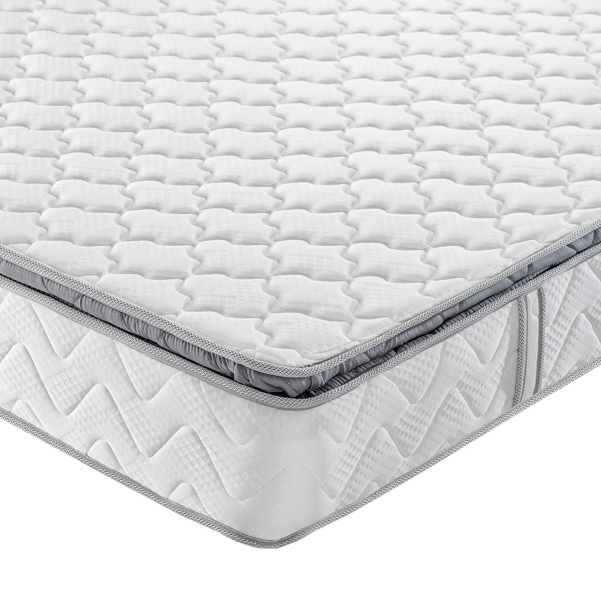 Combo Cama Doble Tokyo Gris, Natural + Colchón Valencia Pillow Top