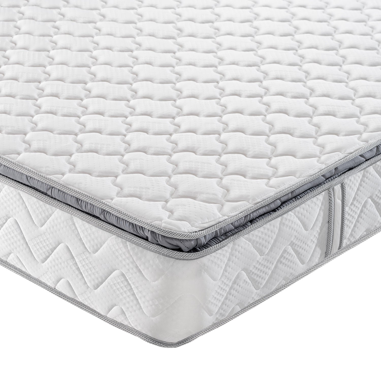 Combo Cama Doble Tokio Beige, Natural + Colchón Valencia Pillow Top