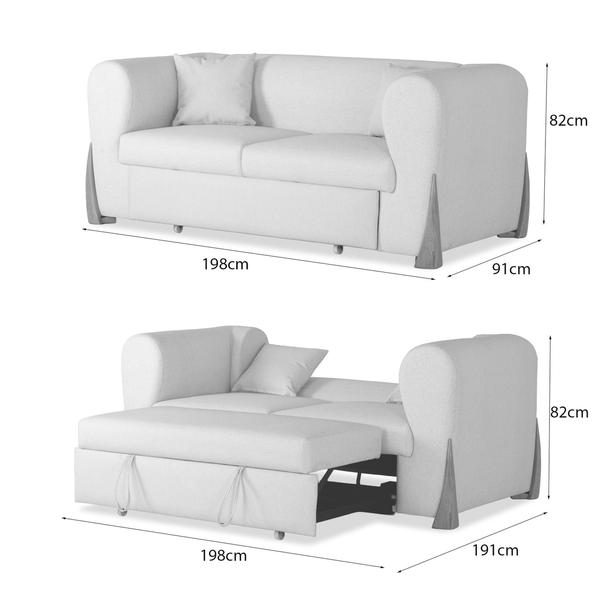 Sofá Cama Bell Eurolino Vitore Blanco, Natural
