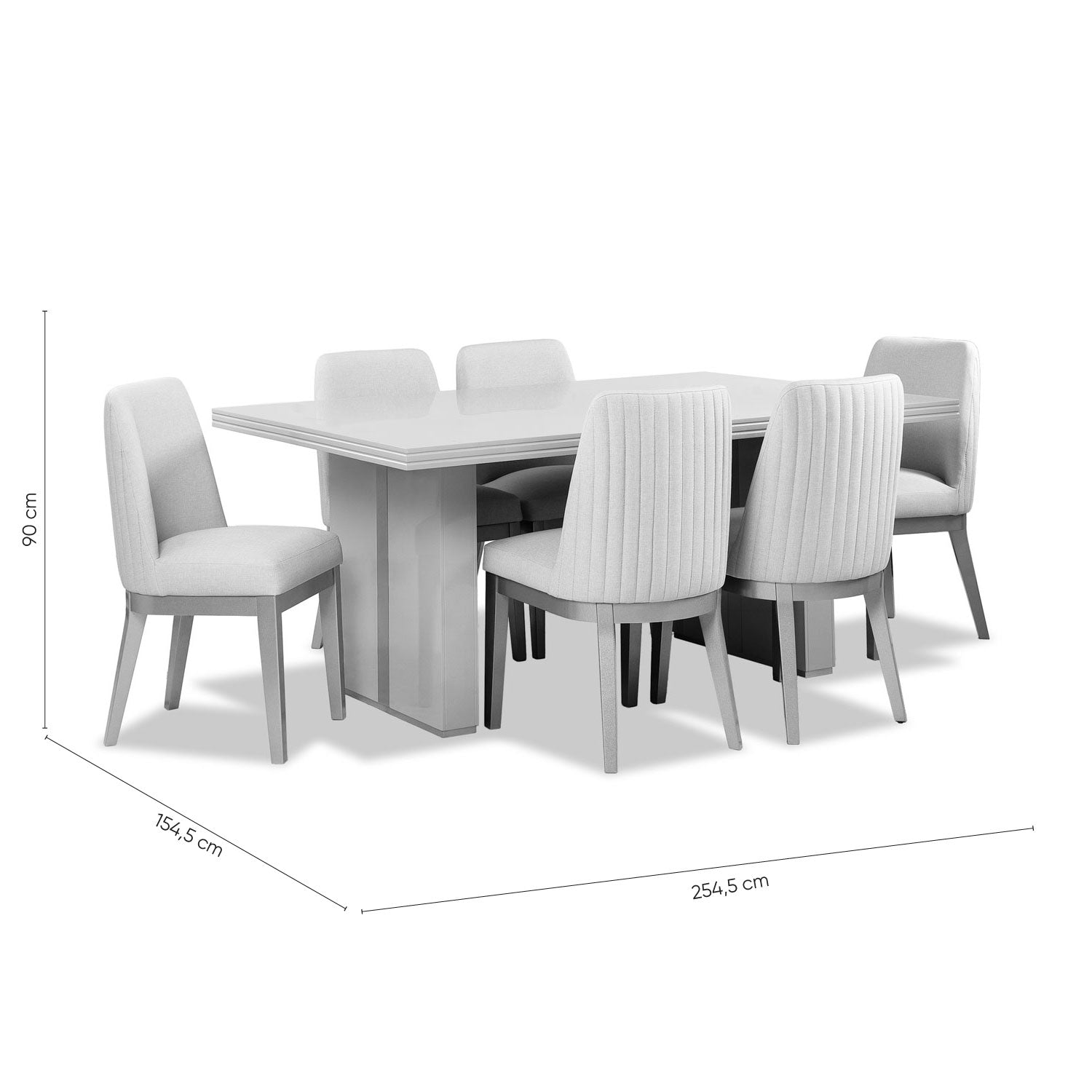 Comedor 6 Puestos Marcus Eurolino Blanco Puro, Champaña