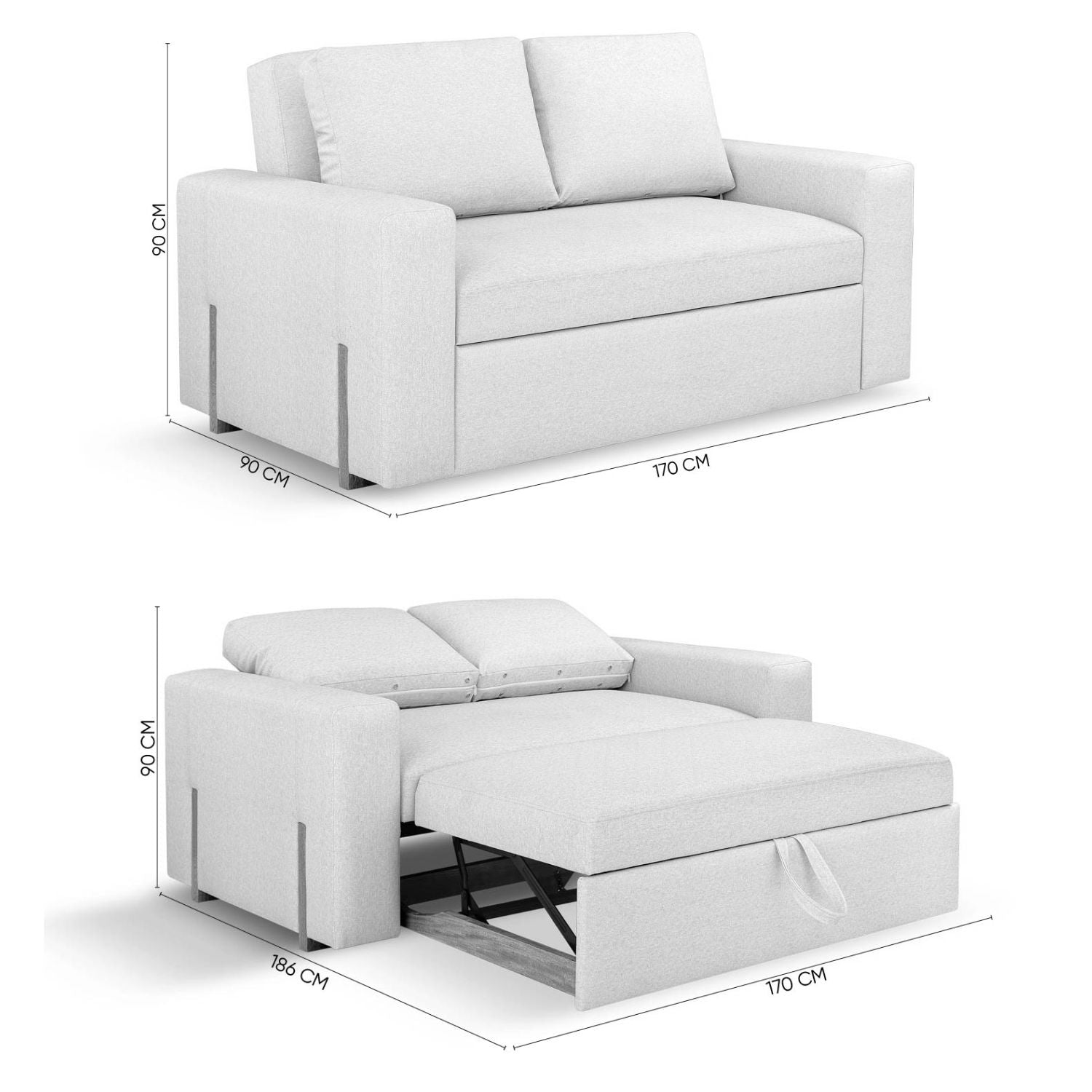 Sofá Cama Sevilla Eurolino Vitore Blanco, Nutural