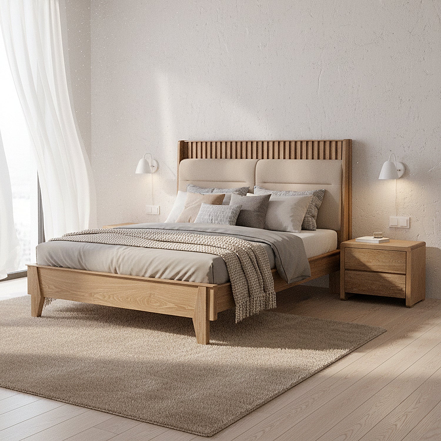Cama Doble Rose Marfil, Natural