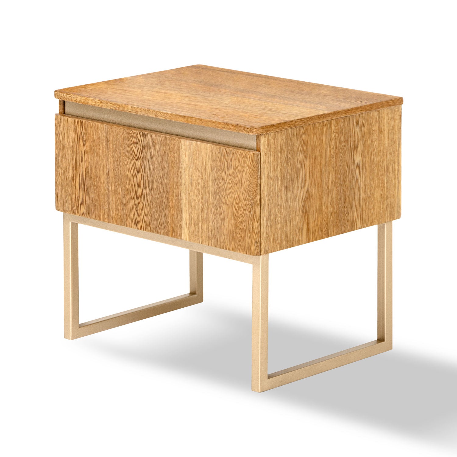 Mesa de Noche Harrison Natural, Champaña 1 Gaveta Base Metálica