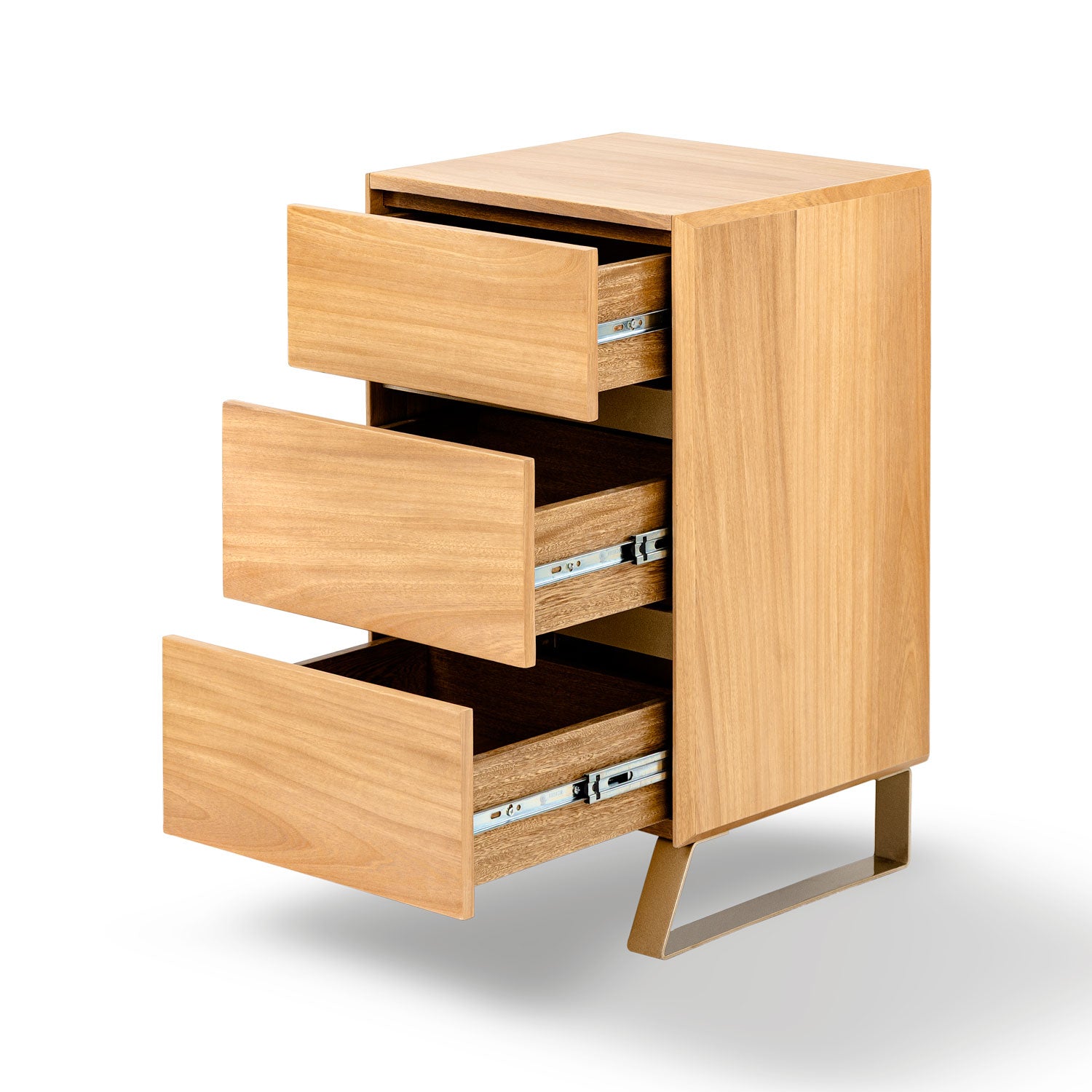 Mesa de Noche Sevilla Natural, Chamapaña 3 Gavetas 38 cm