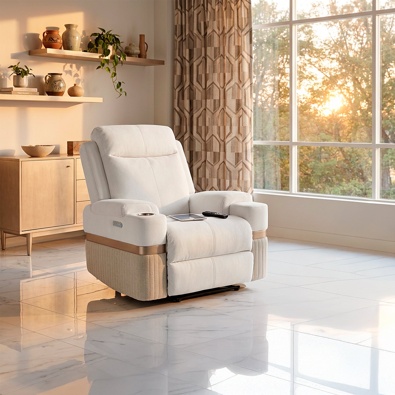 Silla Reclinable Dior Eurolino Blanco Puro, Champaña Eléctrica