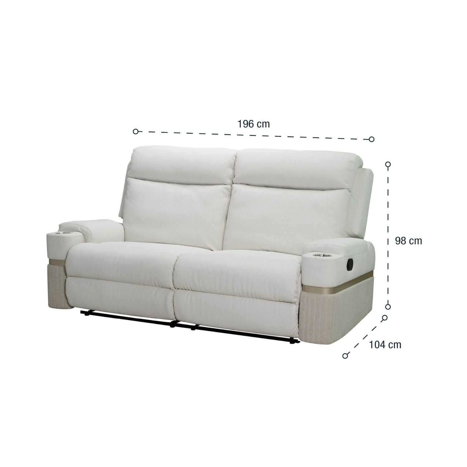 Sofá Reclinable 3 Puestos Dior Eurolino Blanco Puro, Champaña