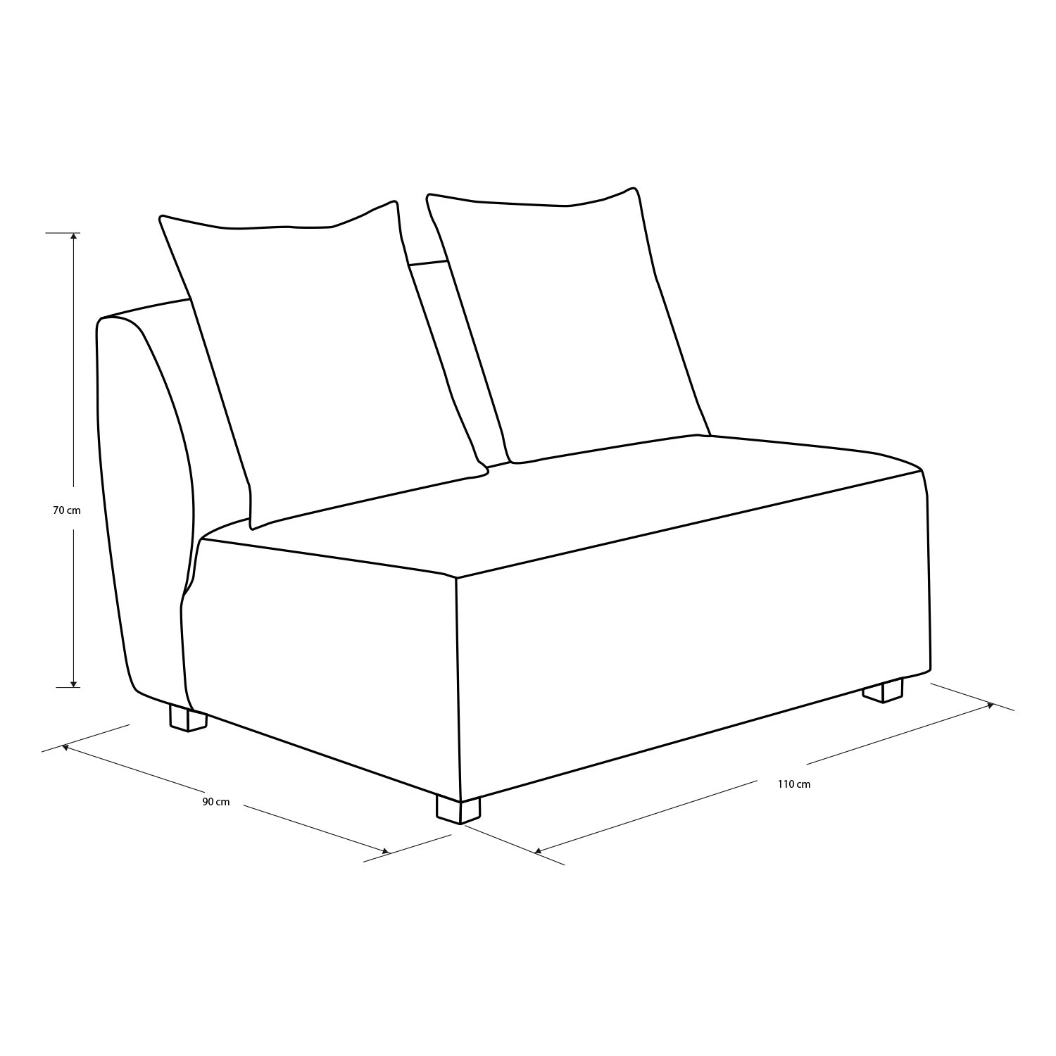 Sala Funcional Torino Velvet Serena Beige, Champaña Sin Brazo