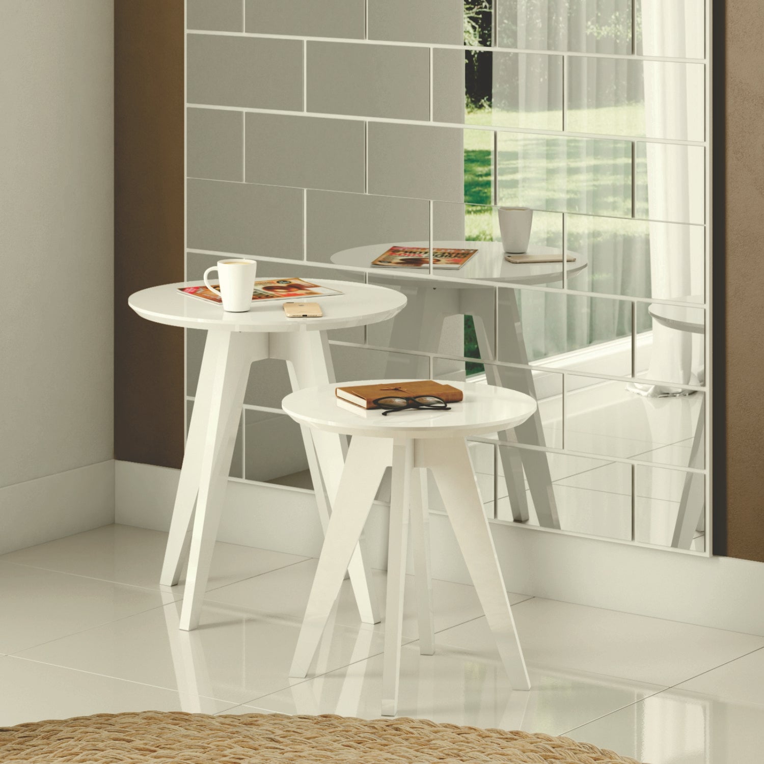 Set X2 Mesa Decorativa Tampa Off White