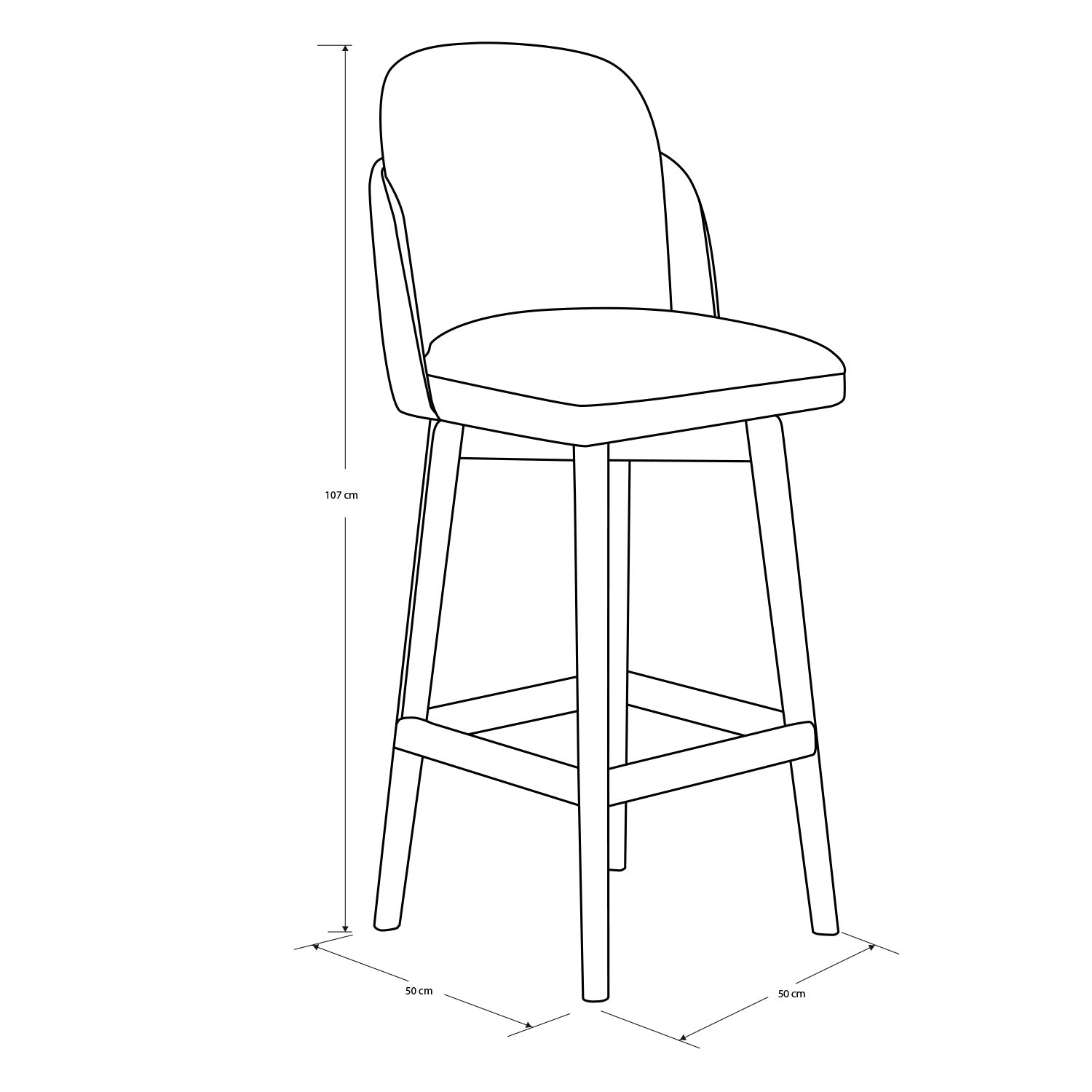 Silla Bar Dereck Impetu Beige, Eurocuero Café, Natural