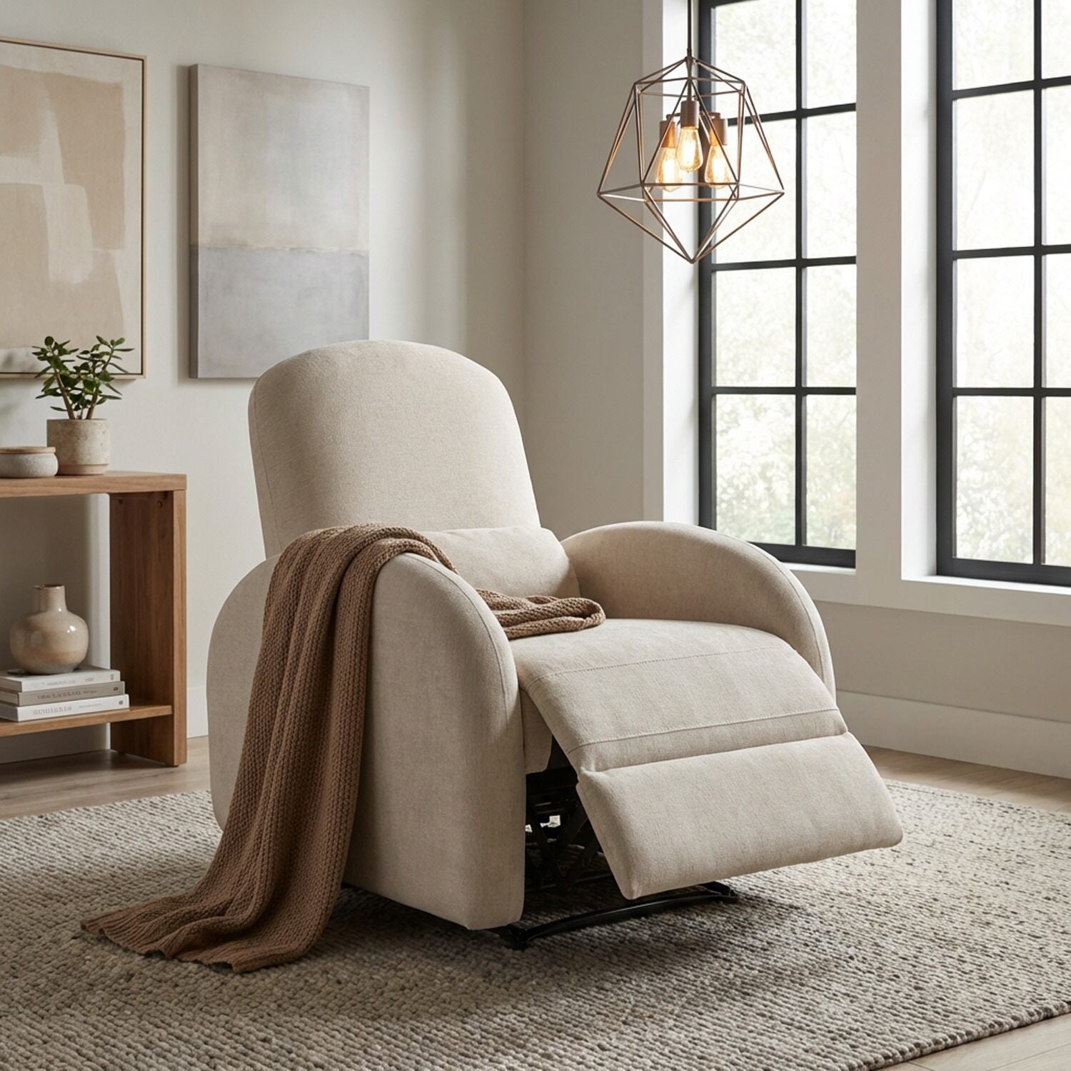 Silla Reclinable Ellis Chenille Touch Almendra