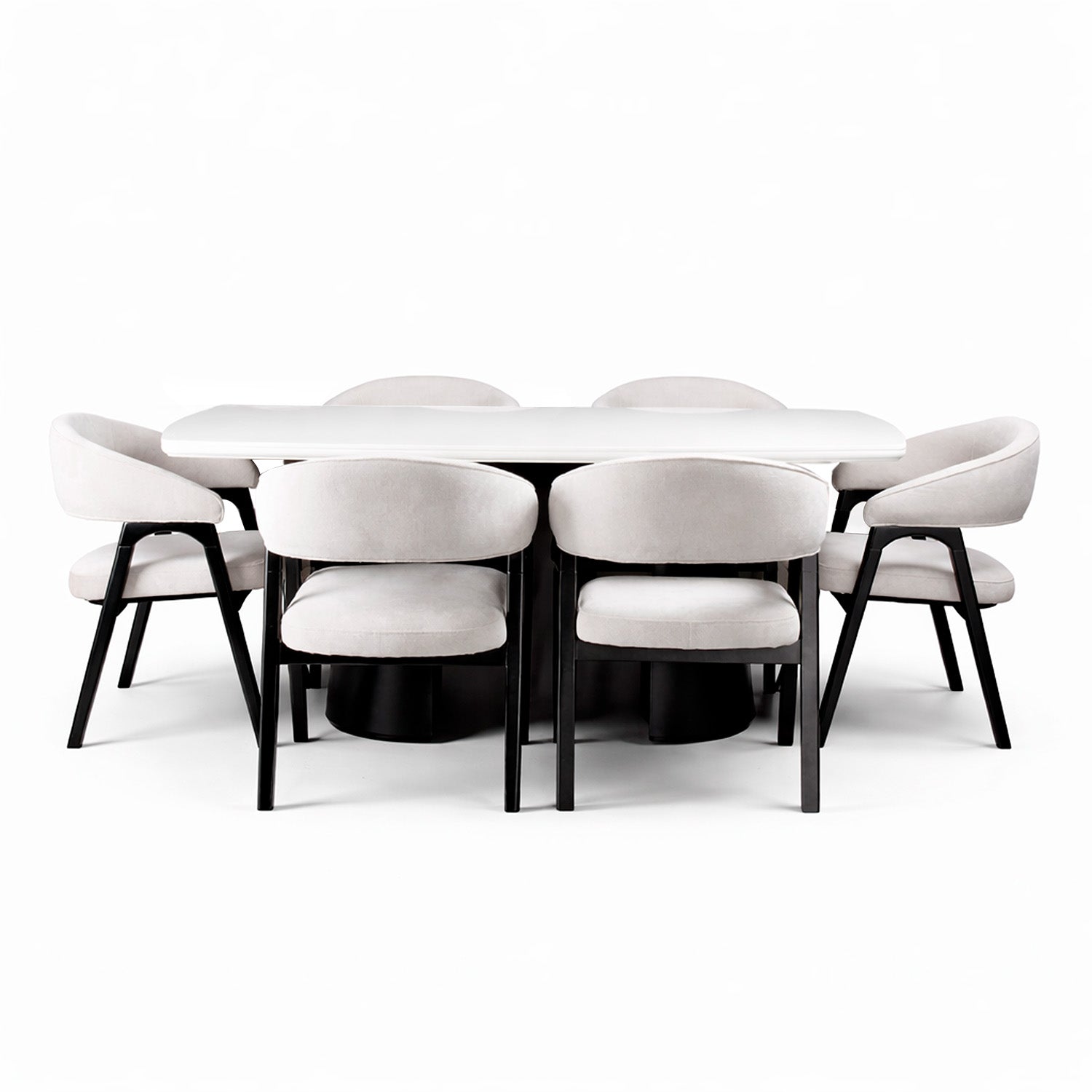Comedor 6 Puestos Vicka Chenille Impetu Beige, Negro