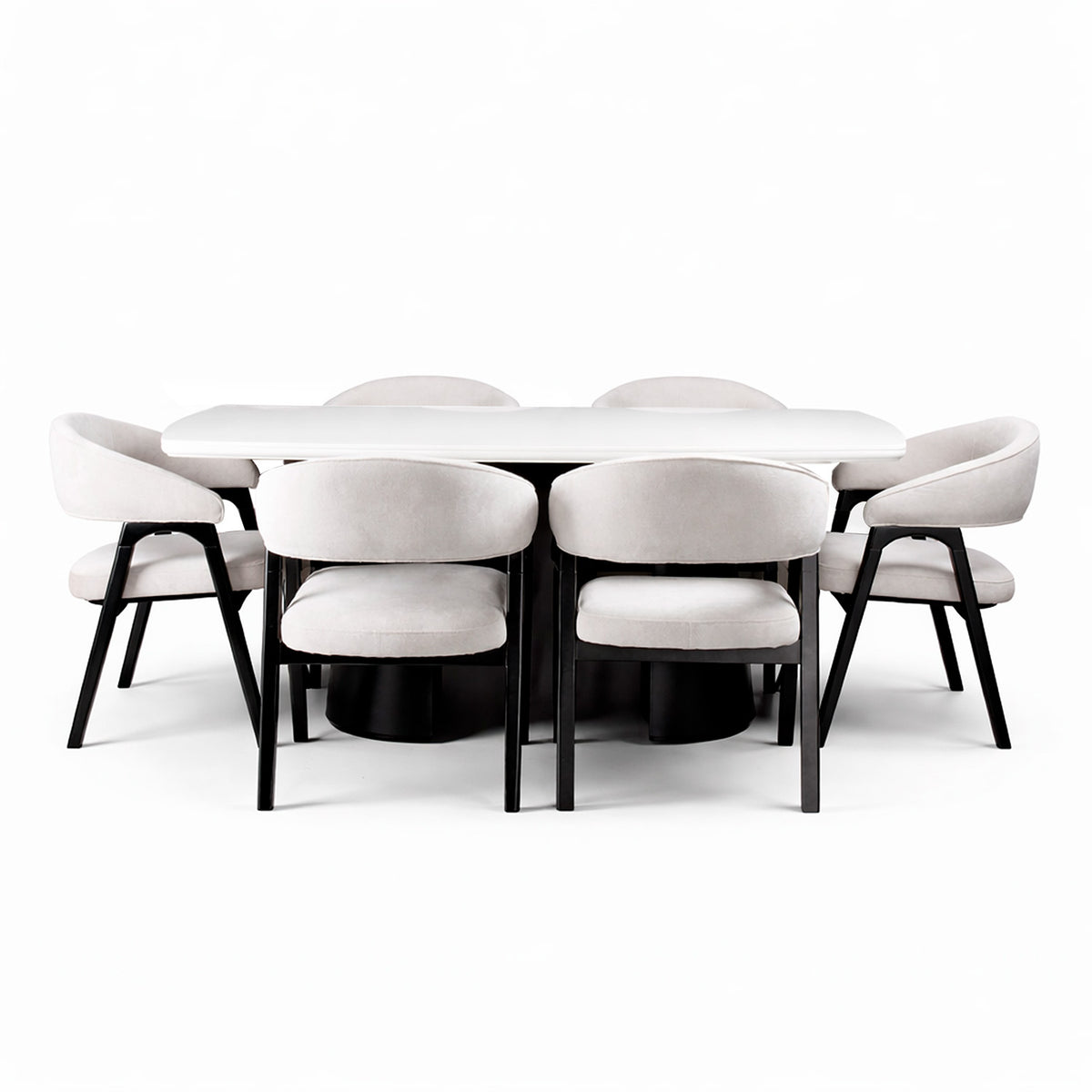 Comedor 6 Puestos Vicka Chenille Impetu Beige, Negro