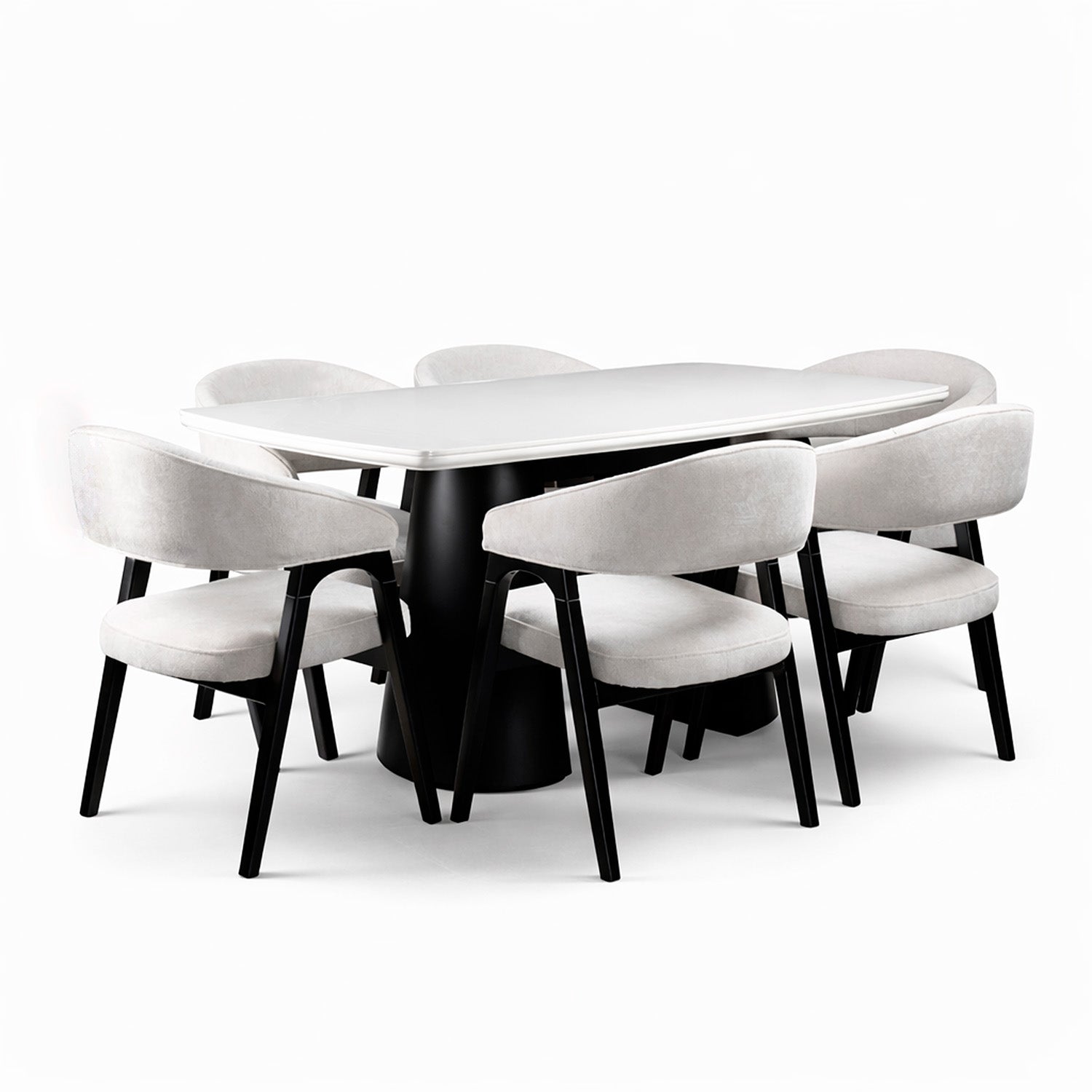 Comedor 6 Puestos Vicka Chenille Impetu Beige, Negro