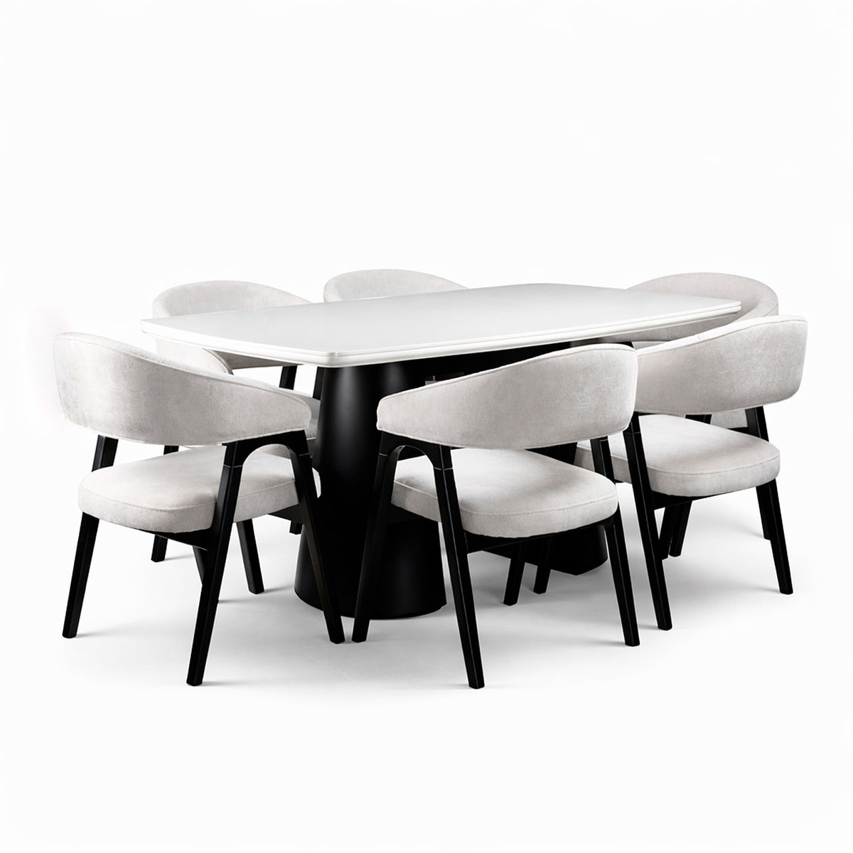 Comedor 6 Puestos Vicka Chenille Impetu Beige, Negro