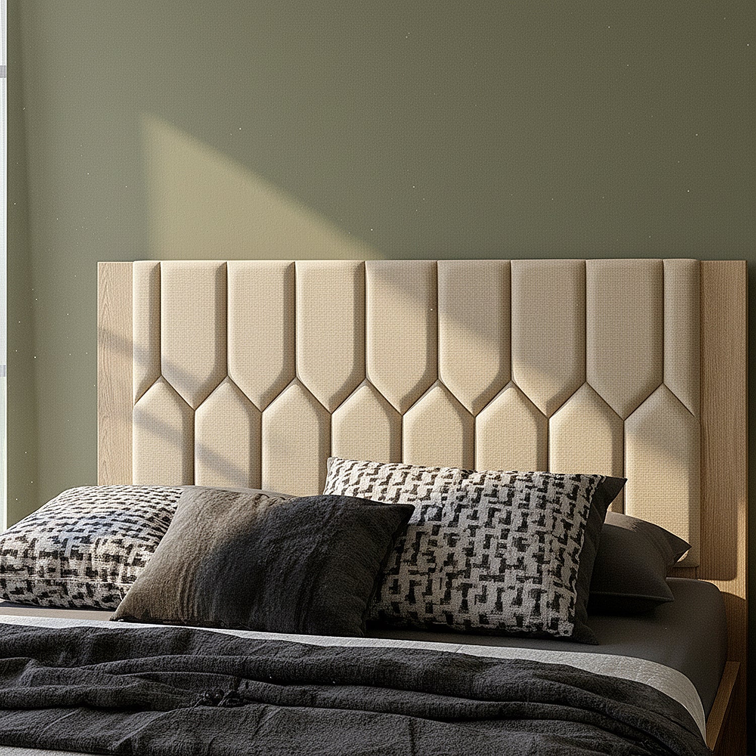 Cama Doble Orus Eurolino Marbella Marfil, Natural
