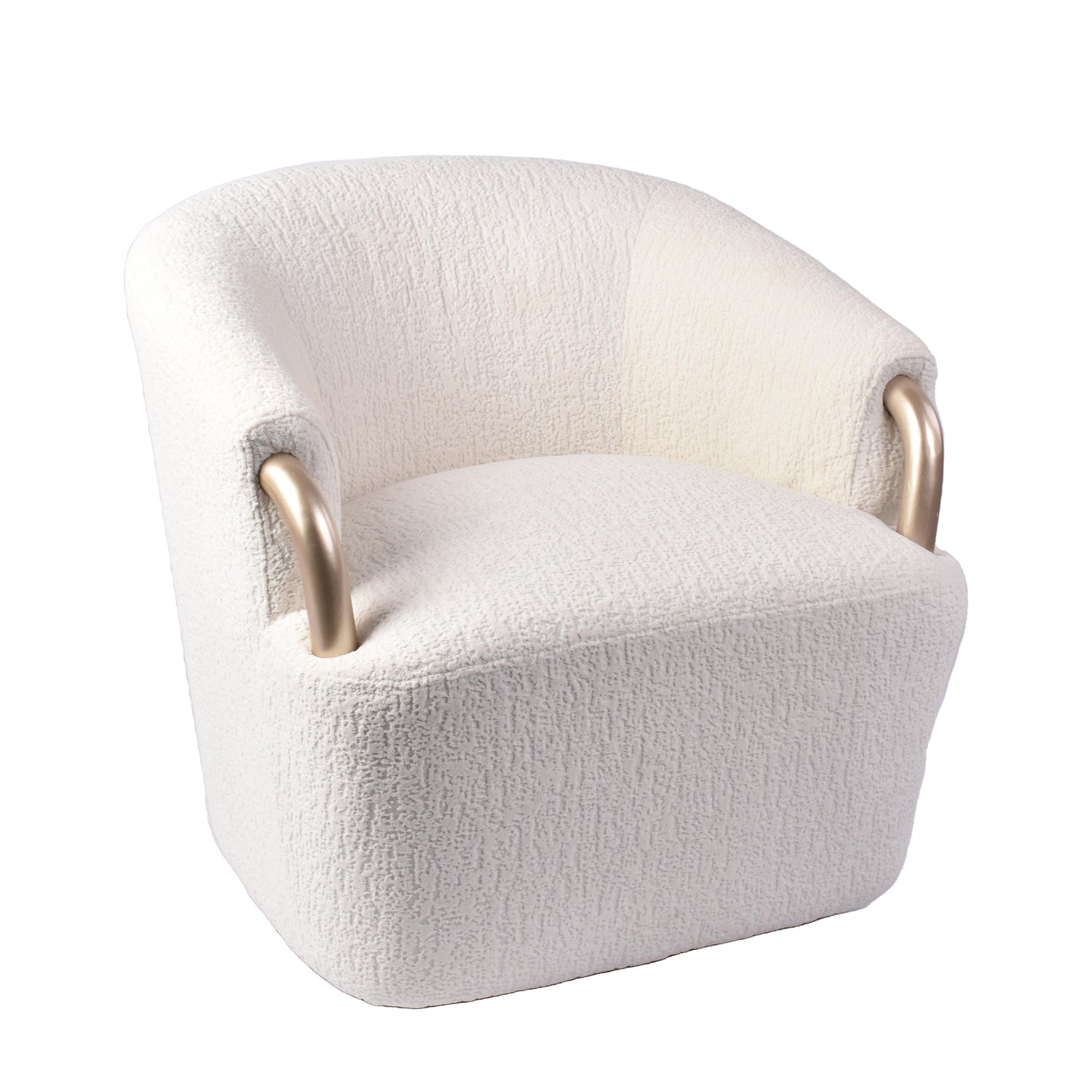 Poltrona Mobic Chenille Marfil, Champaña Giratoria