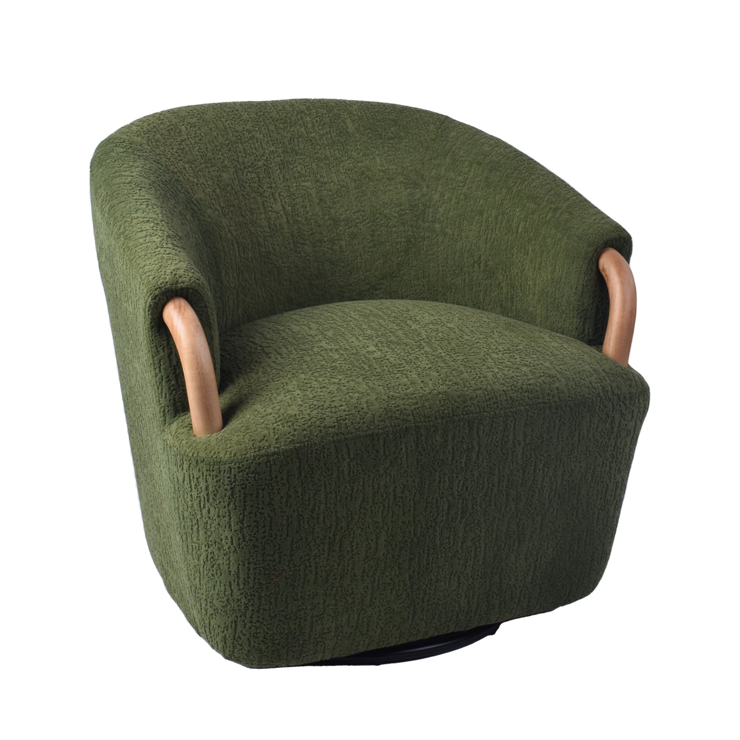 Poltrona Mobic Chenille Verde, Natural Giratoria