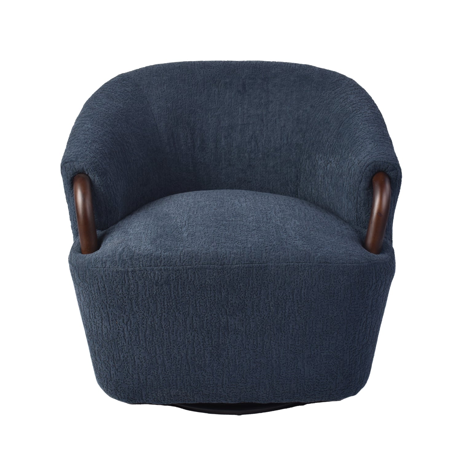 Poltrona Mobic Chenille Azul, Natural Oscuro Giratoria
