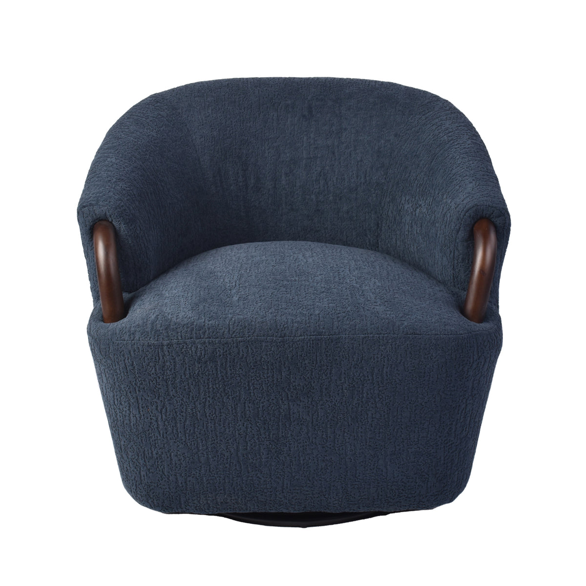 Poltrona Mobic Chenille Azul, Natural Oscuro Giratoria