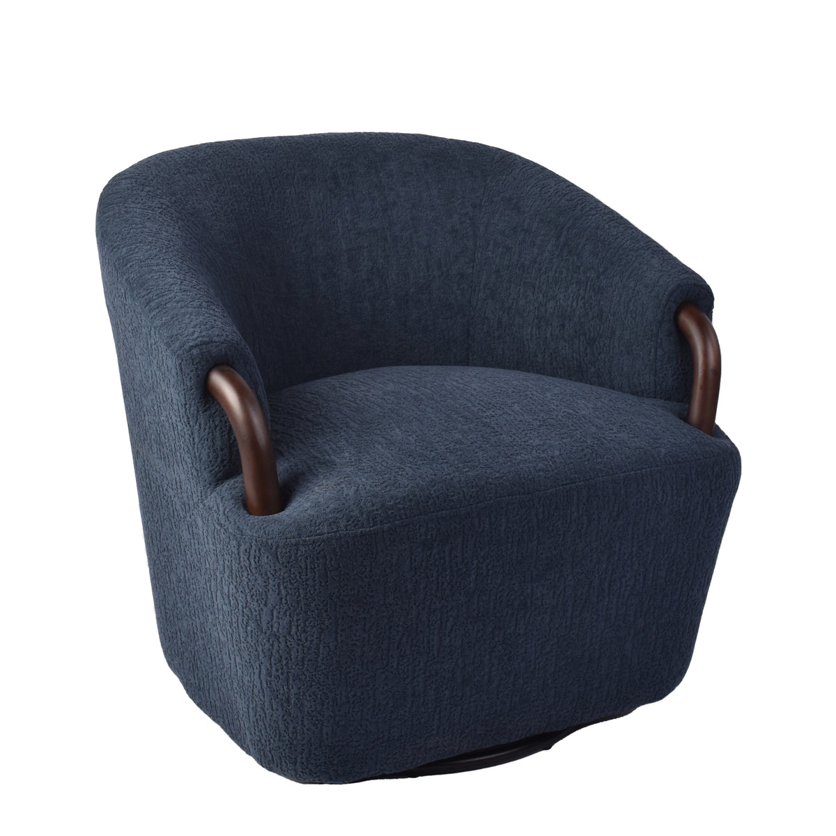 Poltrona Mobic Chenille Azul, Natural Oscuro Giratoria