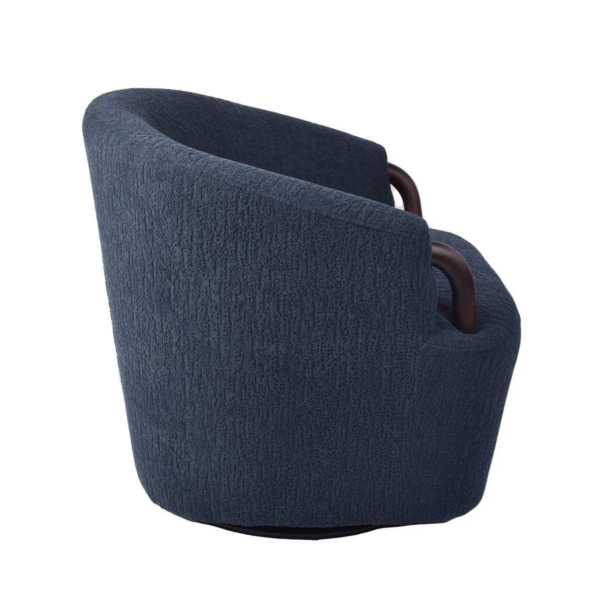 Poltrona Mobic Chenille Azul, Natural Oscuro Giratoria