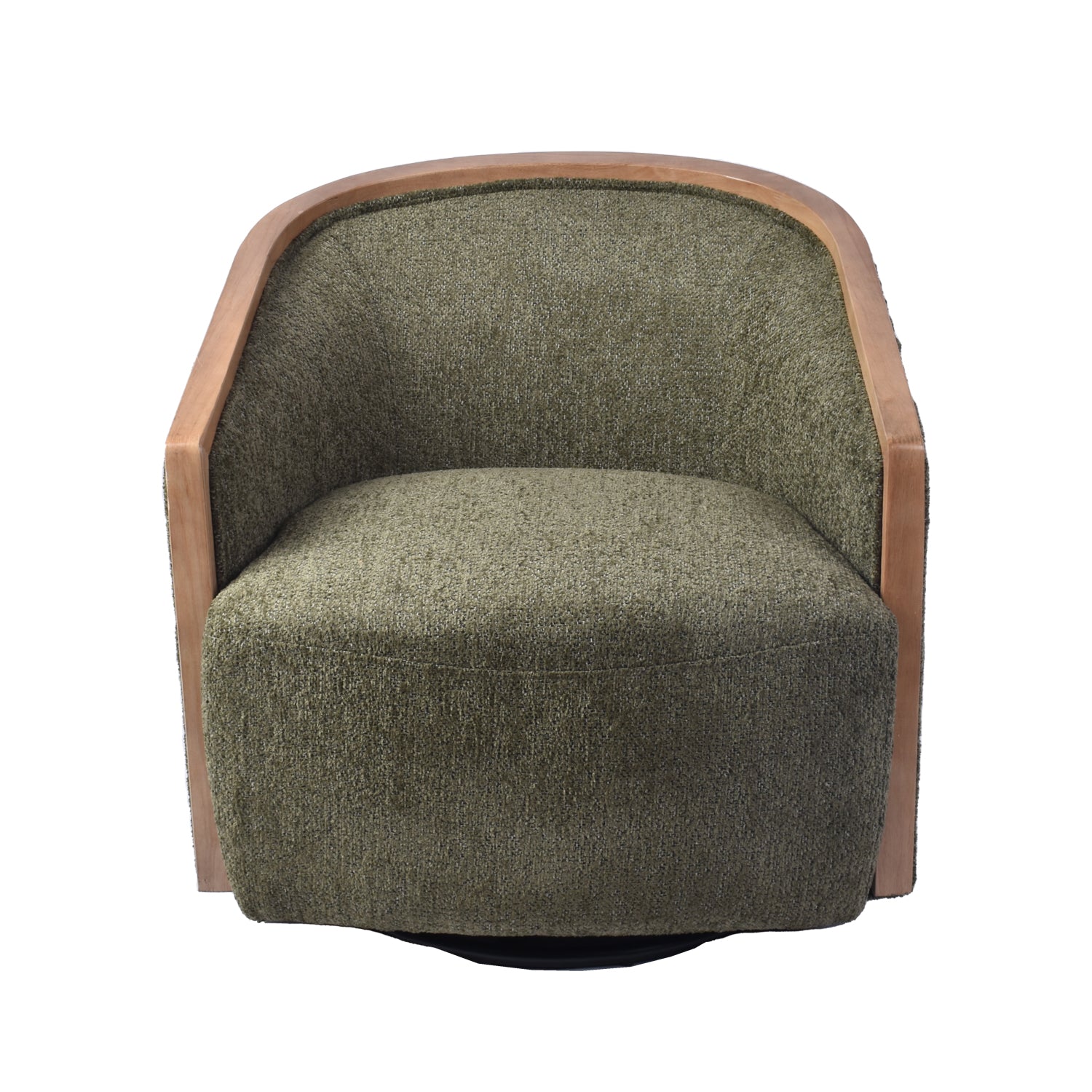 Poltrona Salma Chenille Verde, Natural Giratoria