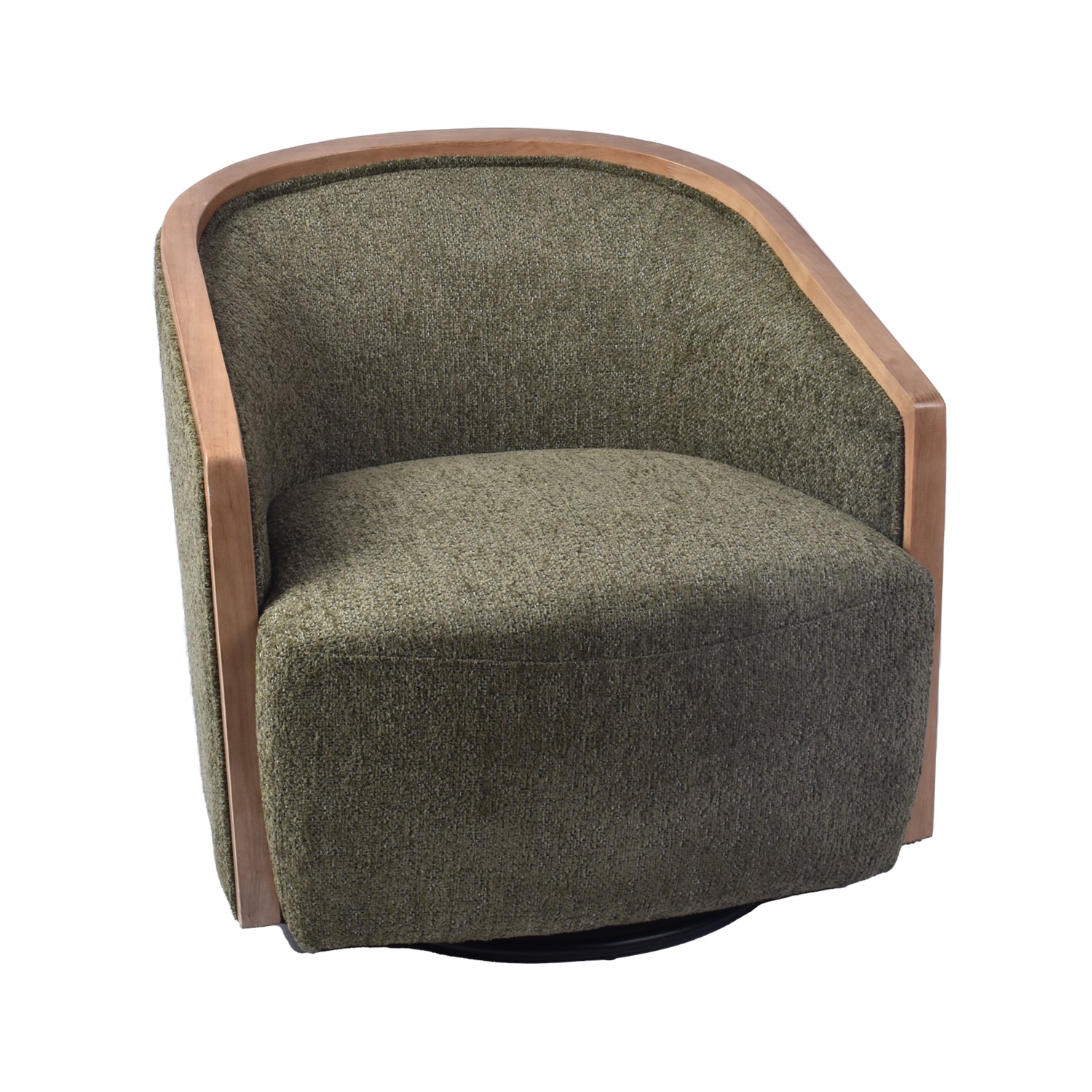 Poltrona Salma Chenille Verde, Natural Giratoria