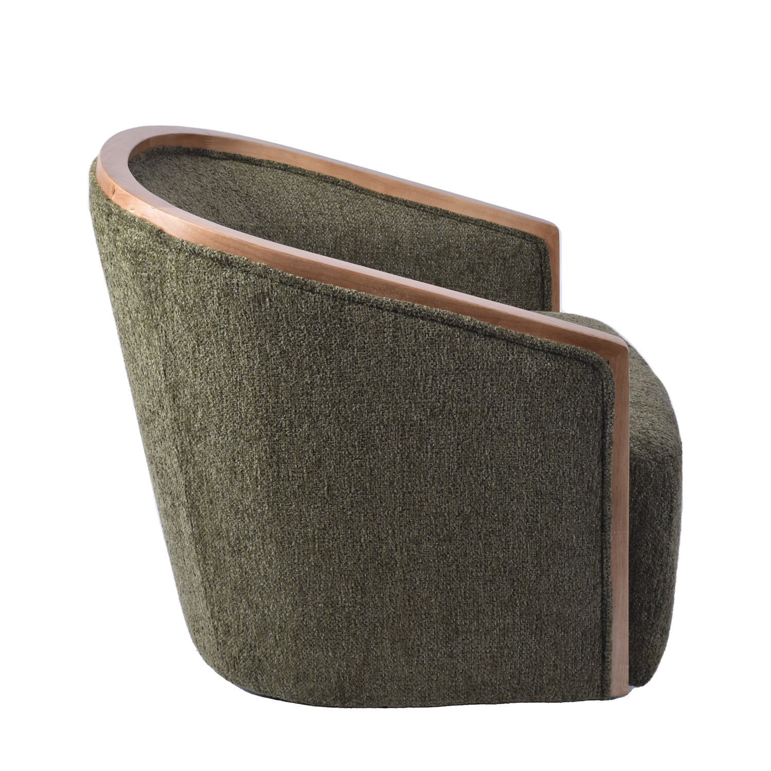 Poltrona Salma Chenille Verde, Natural Giratoria
