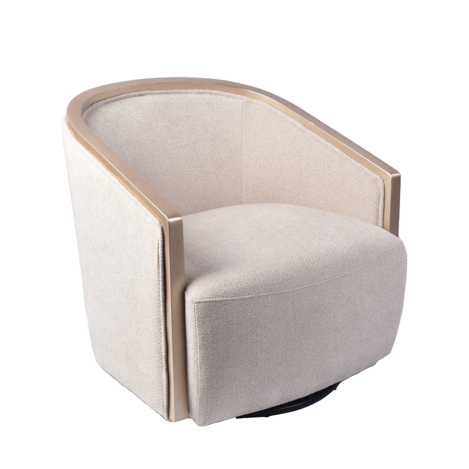 Butaca Giratoria Salma Chenille Beige, Champaña