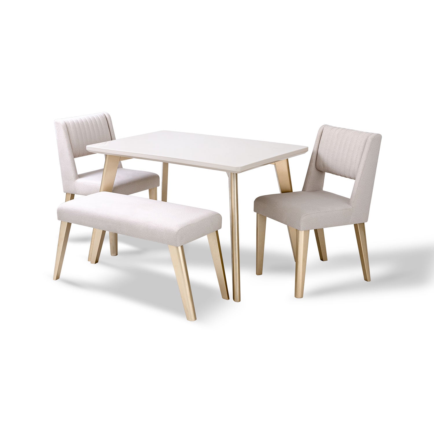 Comedor 4 Puestos Murano Velvet Serena Crema, Champaña Banca
