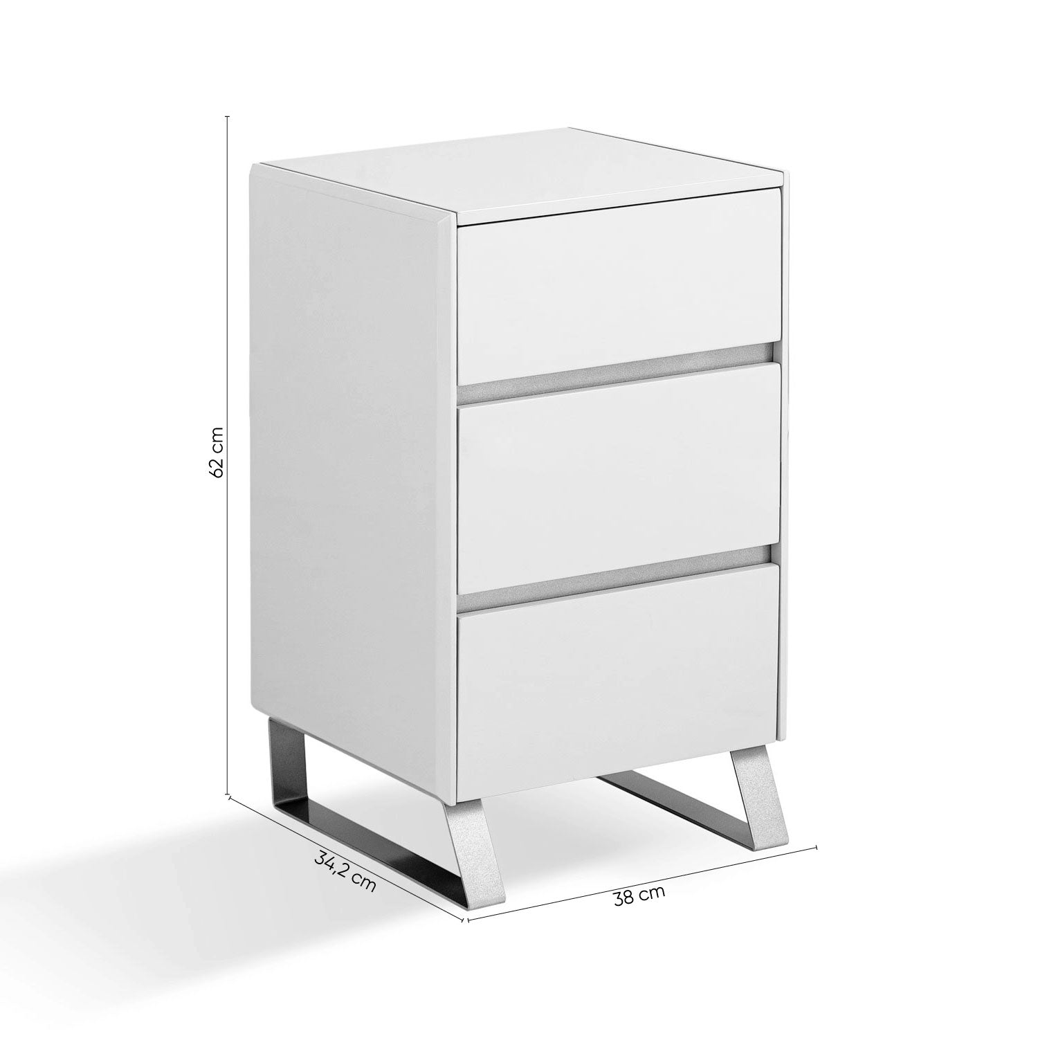 Mesa de Noche Sevilla Greige, Champaña 3 Gavetas 38 cm