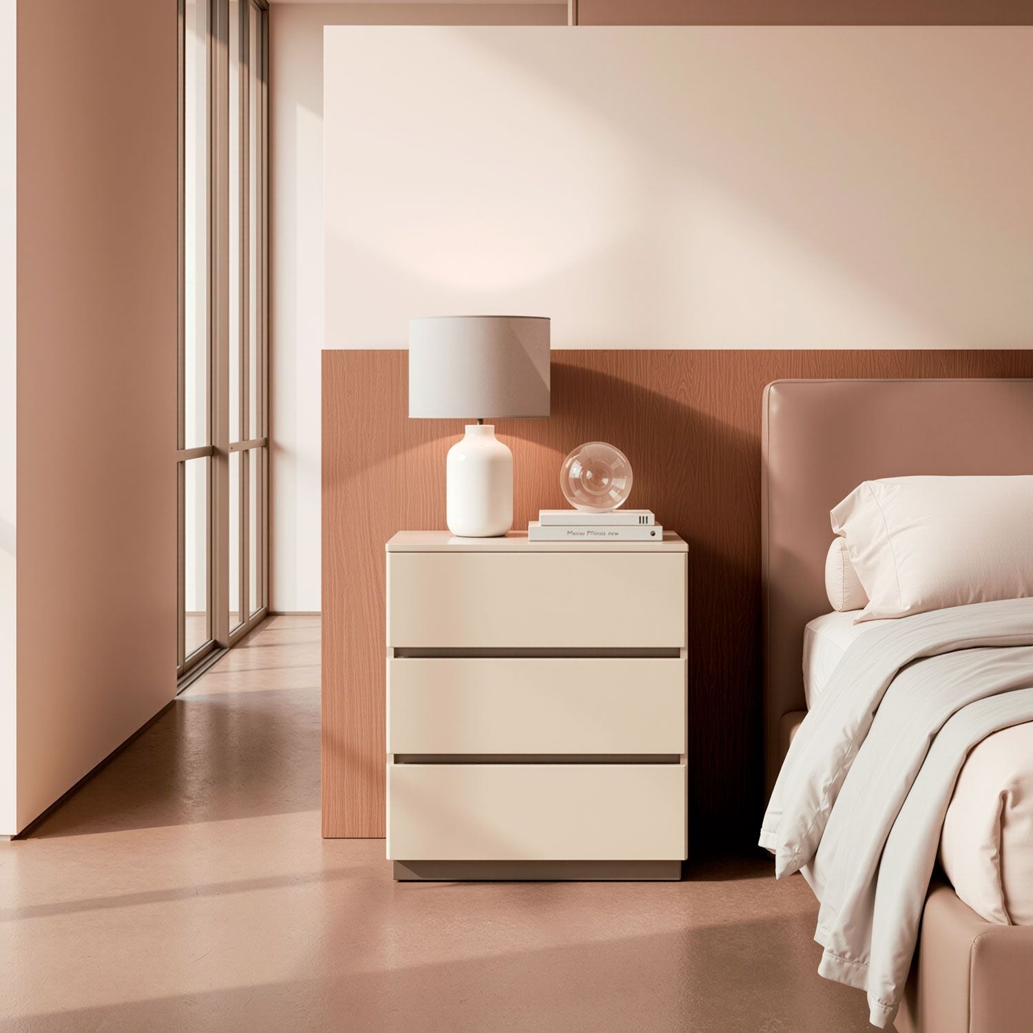 Mesa de Noche Harrison Latte, Taupe Perla