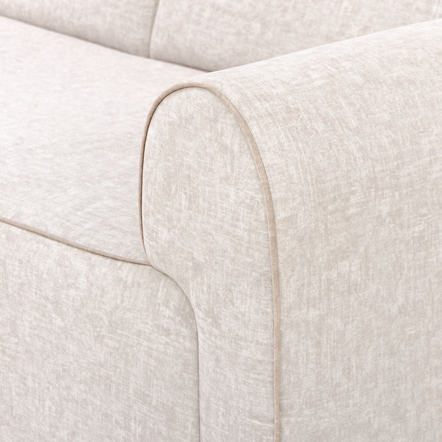 Sofá 3 Puestos Luma Velvet Idilio Beige, Champaña