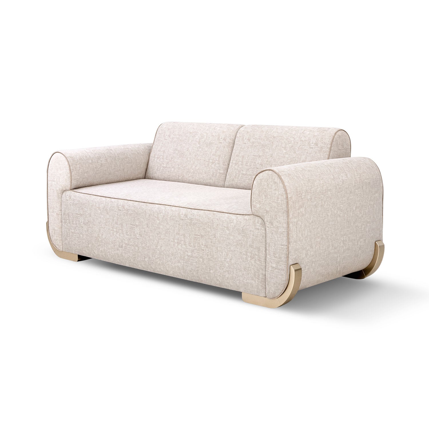 Sofá 3 Puestos Luma Velvet Idilio Beige, Champaña