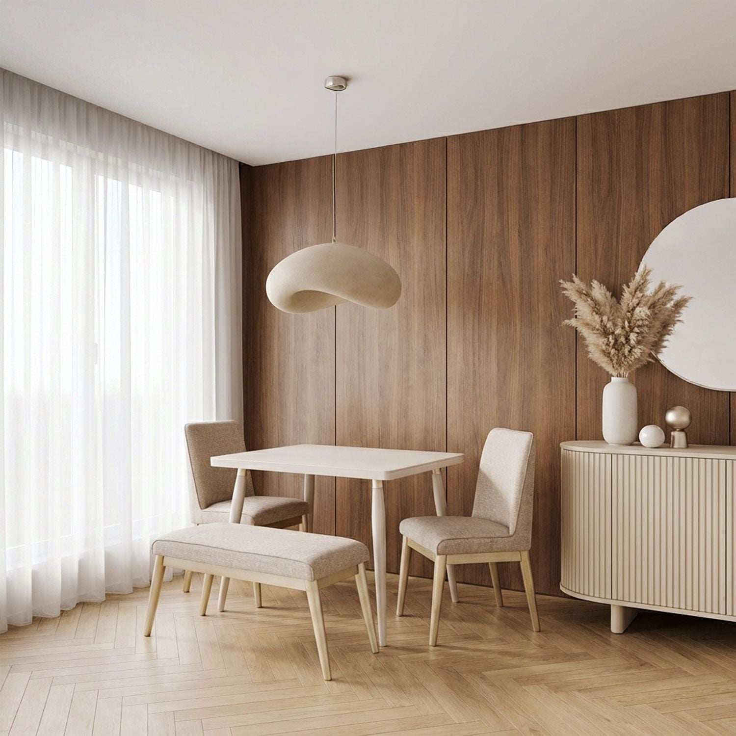 Comedor 4 Puestos Luma Eurolino Premier Perla, Champaña