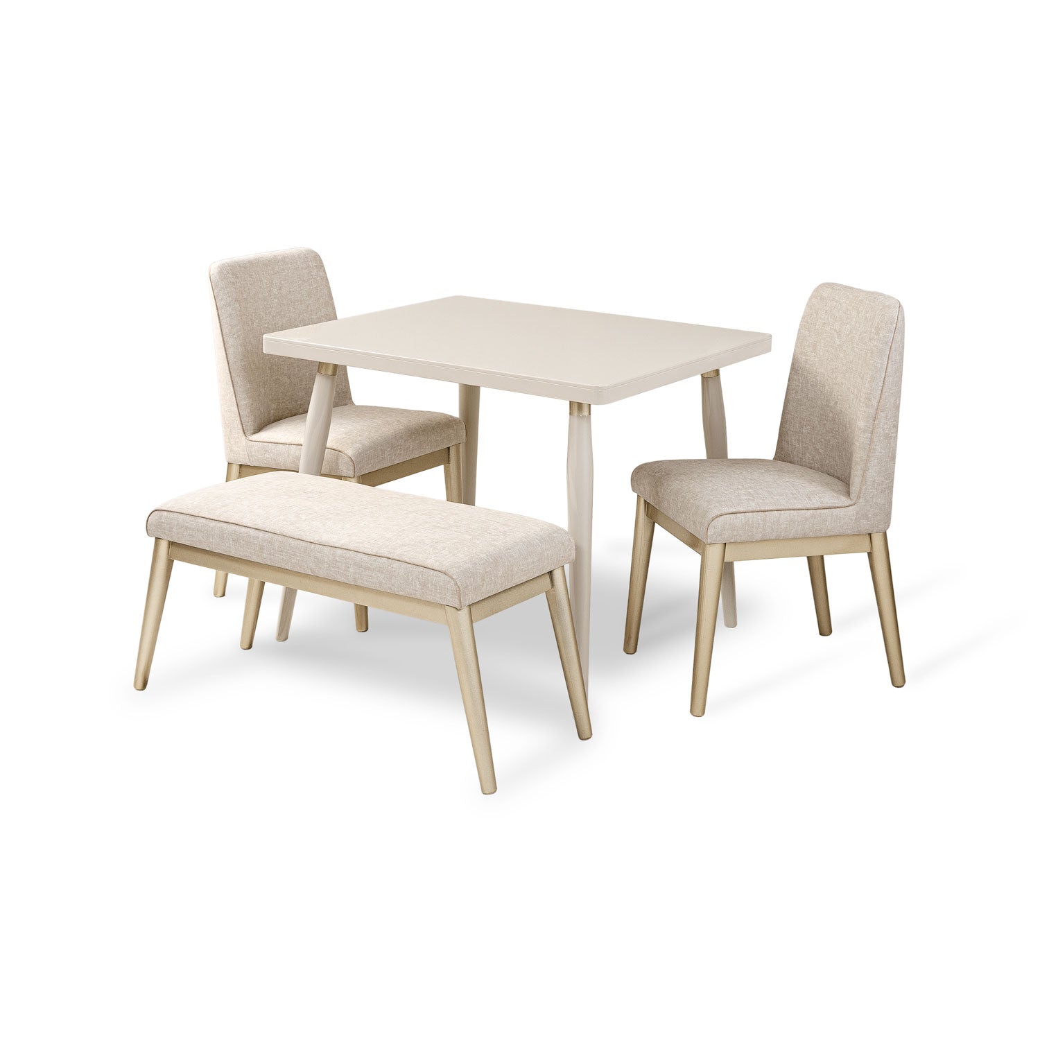 Comedor 4 Puestos Luma Velvet Idilio Beige, Champaña Banca