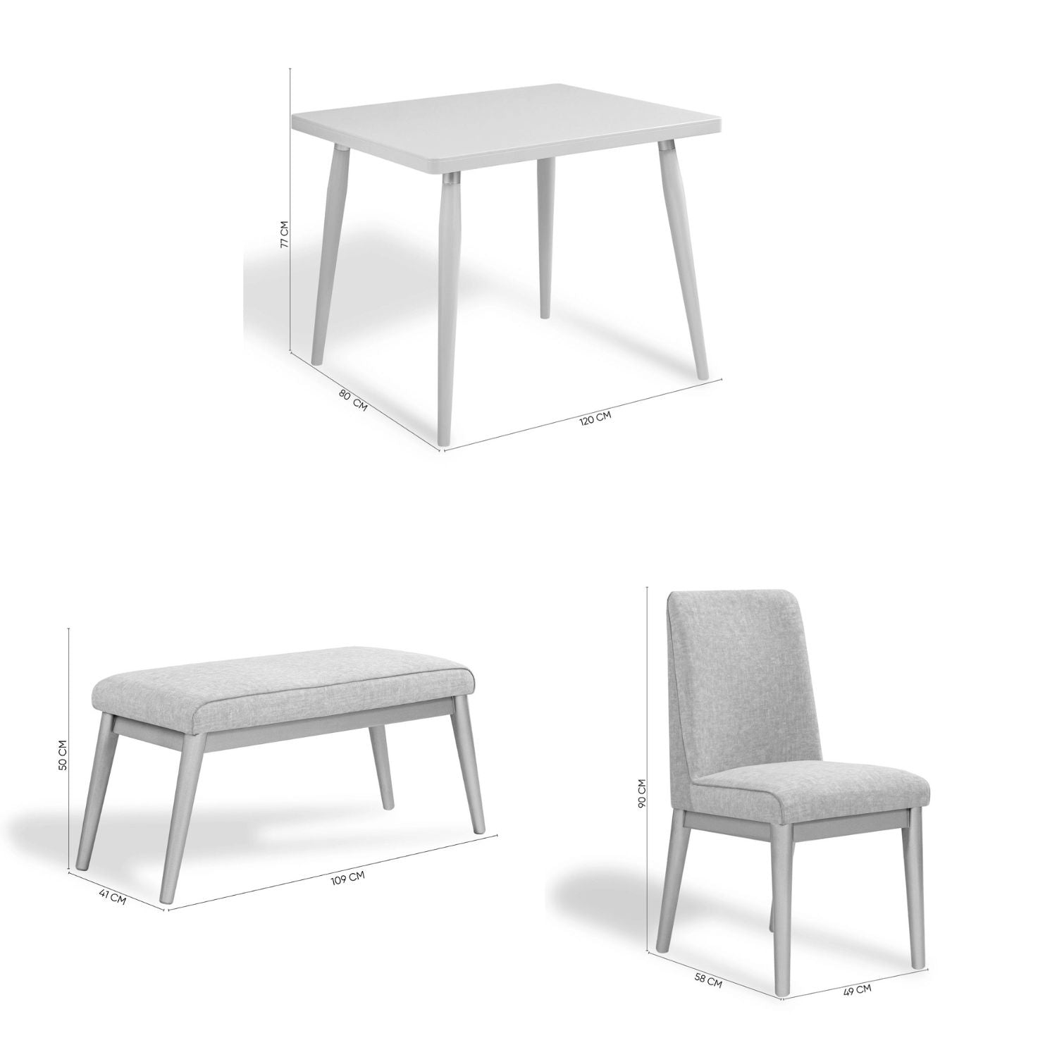 Comedor 4 Puestos Luma Eurolino Premier Perla, Champaña