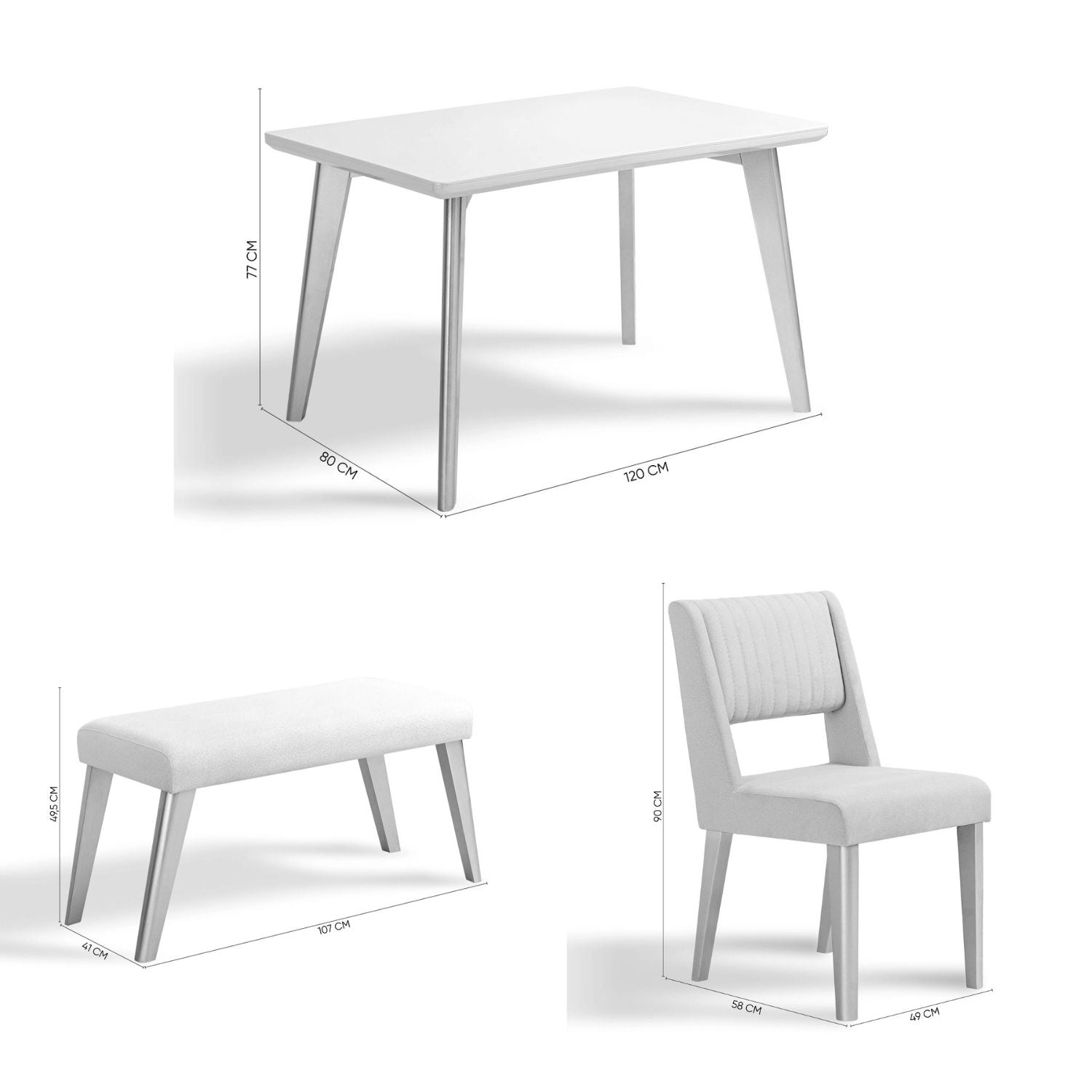 Comedor 4 Puestos Murano Velvet Serena Crema, Champaña Banca